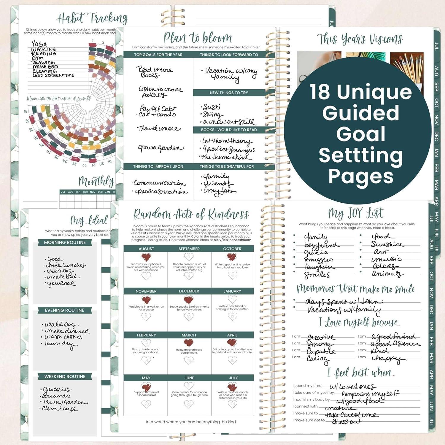 image:imagebloom daily planners 20252026 85 x 11 Academic Year Day Planner July 2025 July 2026 Weekly amp Monthly Dated Agenda Organizer with Stickers amp Tabs Boho GreeneryBoho Greenery 202627