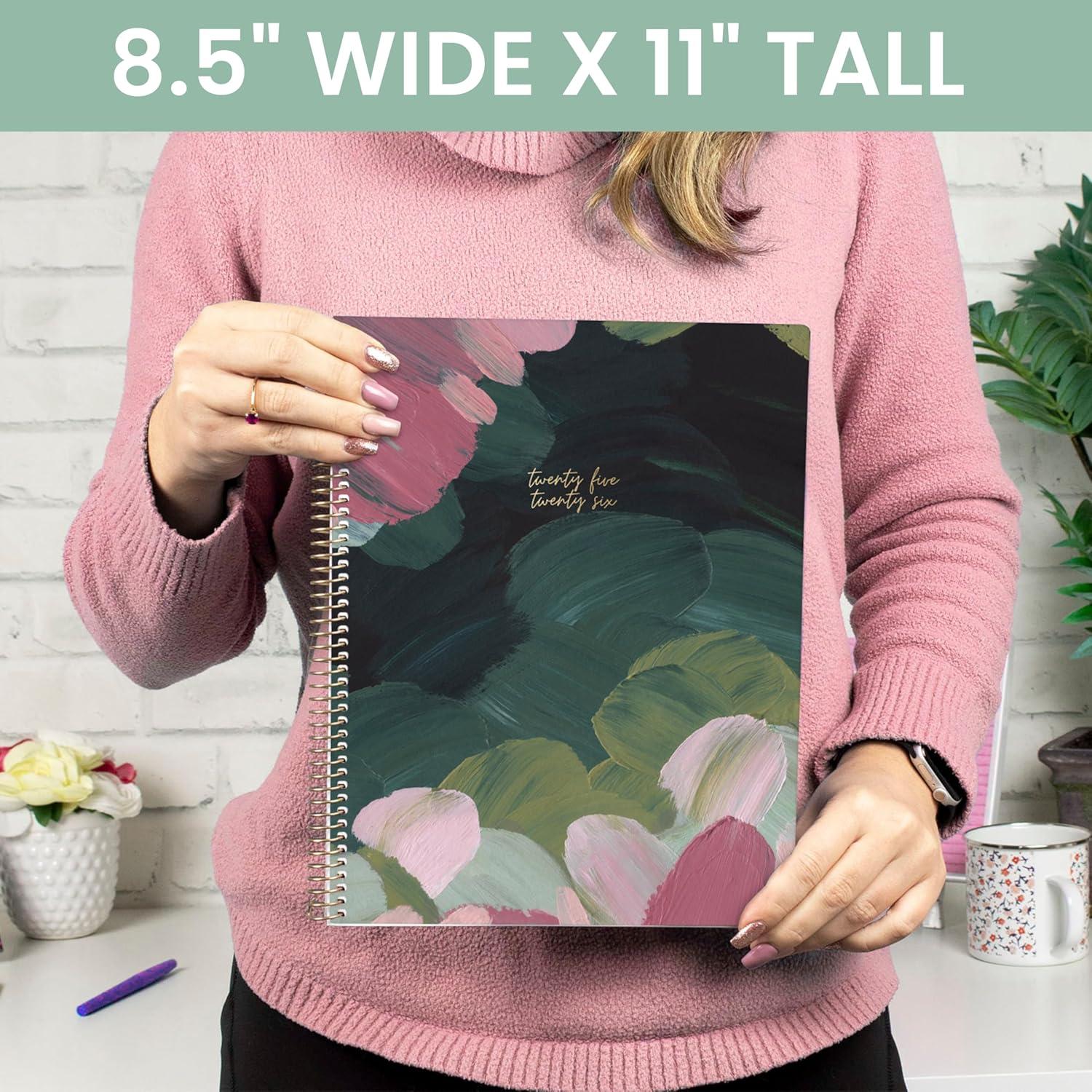image:imagebloom daily planners 20252026 85 x 11 Academic Year Day Planner July 2025 July 2026 Weekly amp Monthly Dated Agenda Organizer with Stickers amp Tabs Emerald Paint Strokes