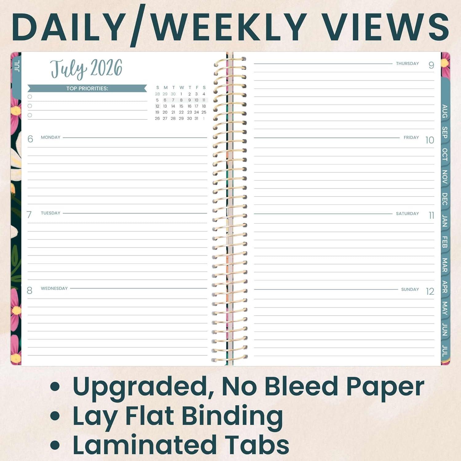 image:imagebloom daily planners 20252026 85 x 11 Academic Year Day Planner July 2025 July 2026 Weekly amp Monthly Dated Agenda Organizer with Stickers amp Tabs Garden Party BeigeBlooming Wildly 202627