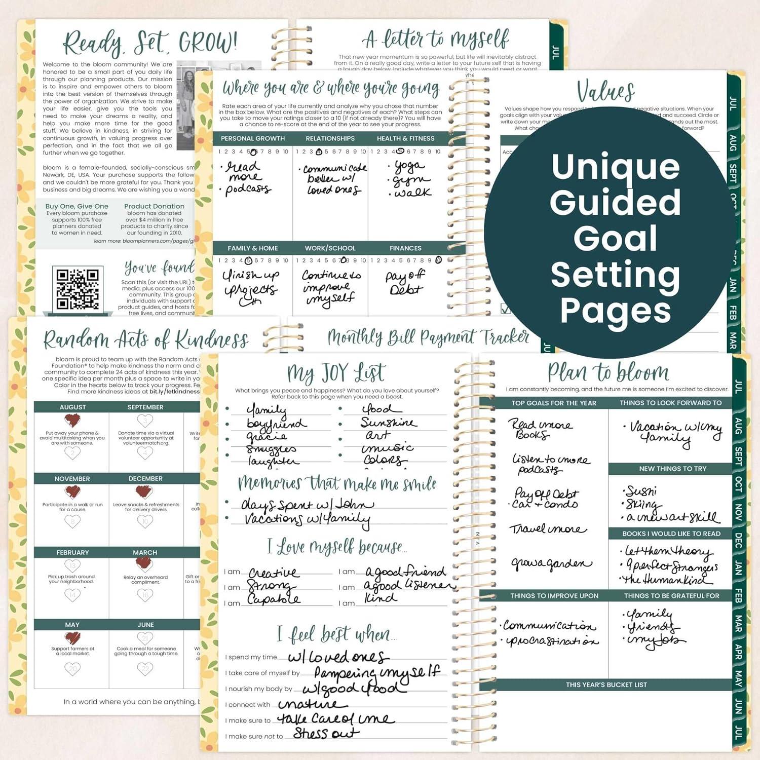 image:imagebloom daily planners 20252026 85 x 11 Academic Year Day Planner July 2025 July 2026 Weekly amp Monthly Dated Agenda Organizer with Stickers amp Tabs Garden Party BeigeButter Yellow Daisies 202627