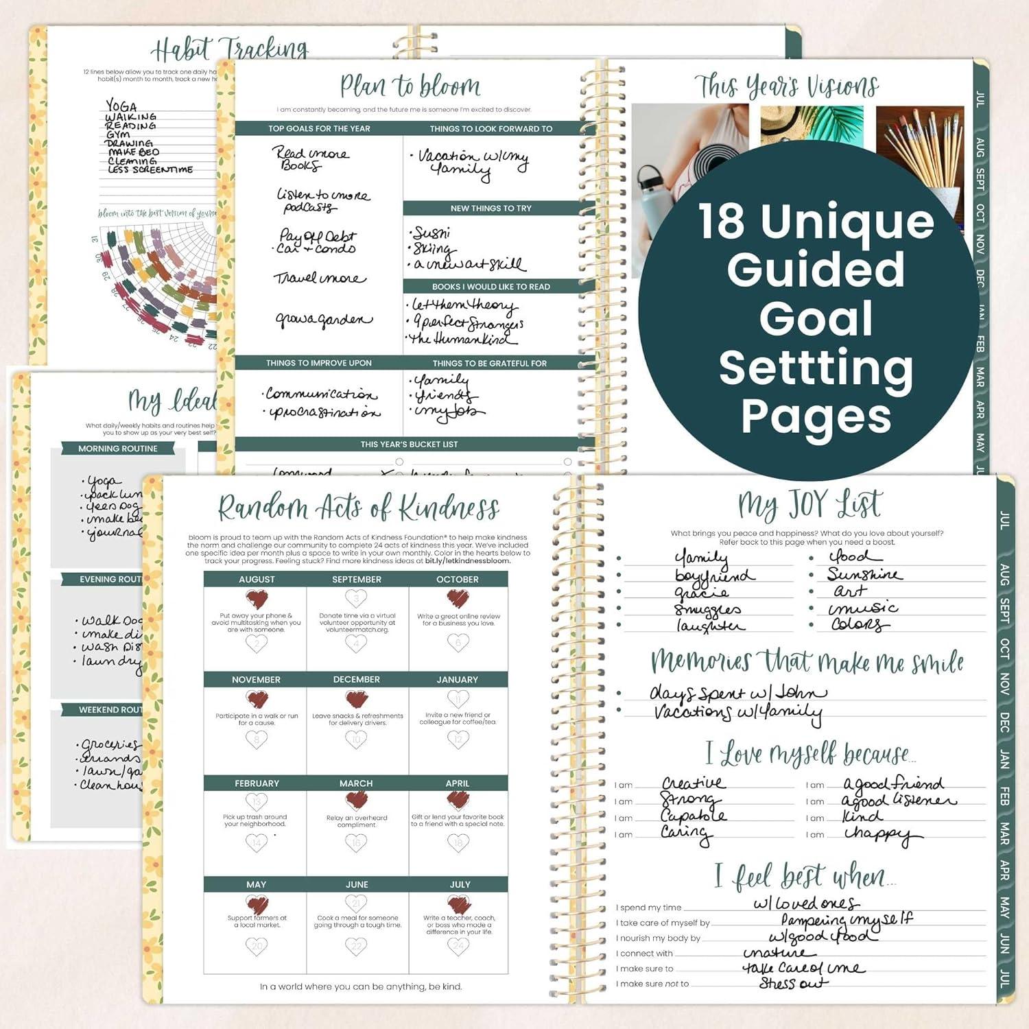 image:imagebloom daily planners 20252026 85 x 11 Academic Year Day Planner July 2025 July 2026 Weekly amp Monthly Dated Agenda Organizer with Stickers amp Tabs Garden Party BeigeButter Yellow Daisies 202627