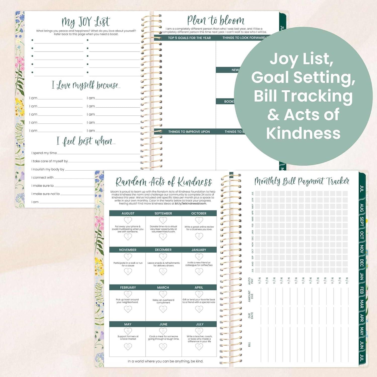 image:imagebloom daily planners 20252026 85 x 11 Academic Year Day Planner July 2025 July 2026 Weekly amp Monthly Dated Agenda Organizer with Stickers amp Tabs Garden Party BeigeGarden Party 202526