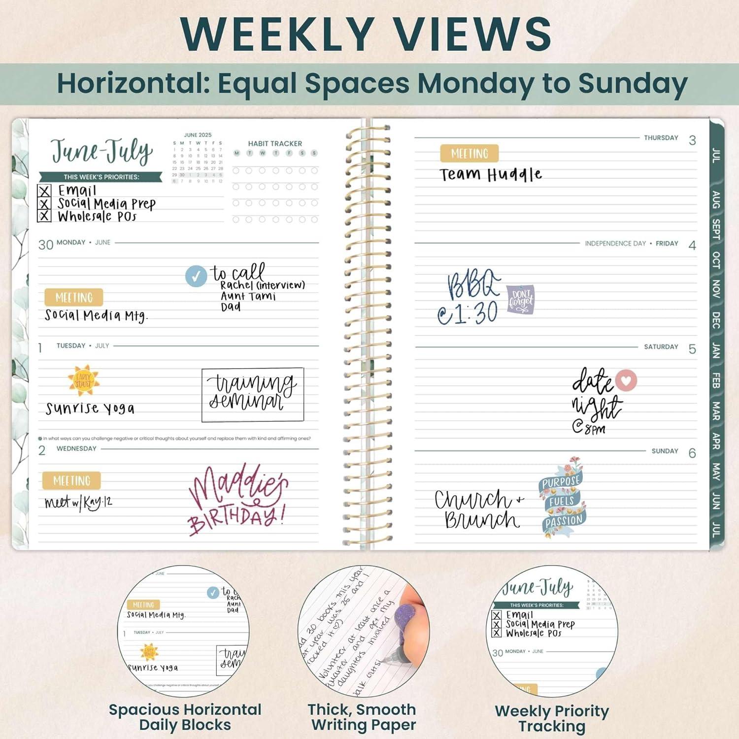 image:imagebloom daily planners 20252026 85 x 11 Academic Year Day Planner July 2025 July 2026 Weekly amp Monthly Dated Agenda Organizer with Stickers amp Tabs Boho GreeneryBoho Greenery 202526