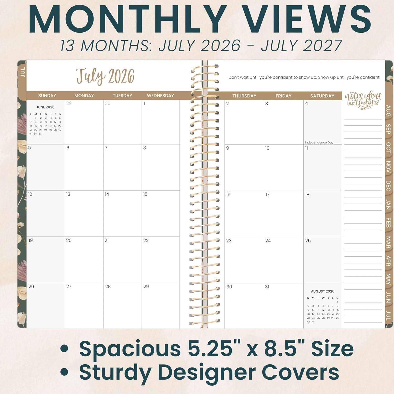 image:imagebloom daily planners 20252026 85 x 11 Academic Year Day Planner July 2025 July 2026 Weekly amp Monthly Dated Agenda Organizer with Stickers amp Tabs Garden Party BeigeButterfly Garden 202627