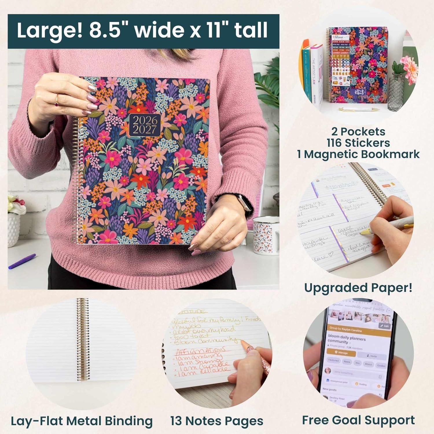 image:imagebloom daily planners 20252026 85 x 11 Academic Year Day Planner July 2025 July 2026 Weekly amp Monthly Dated Agenda Organizer with Stickers amp Tabs Garden Party BeigeFloral Fiesta 202627
