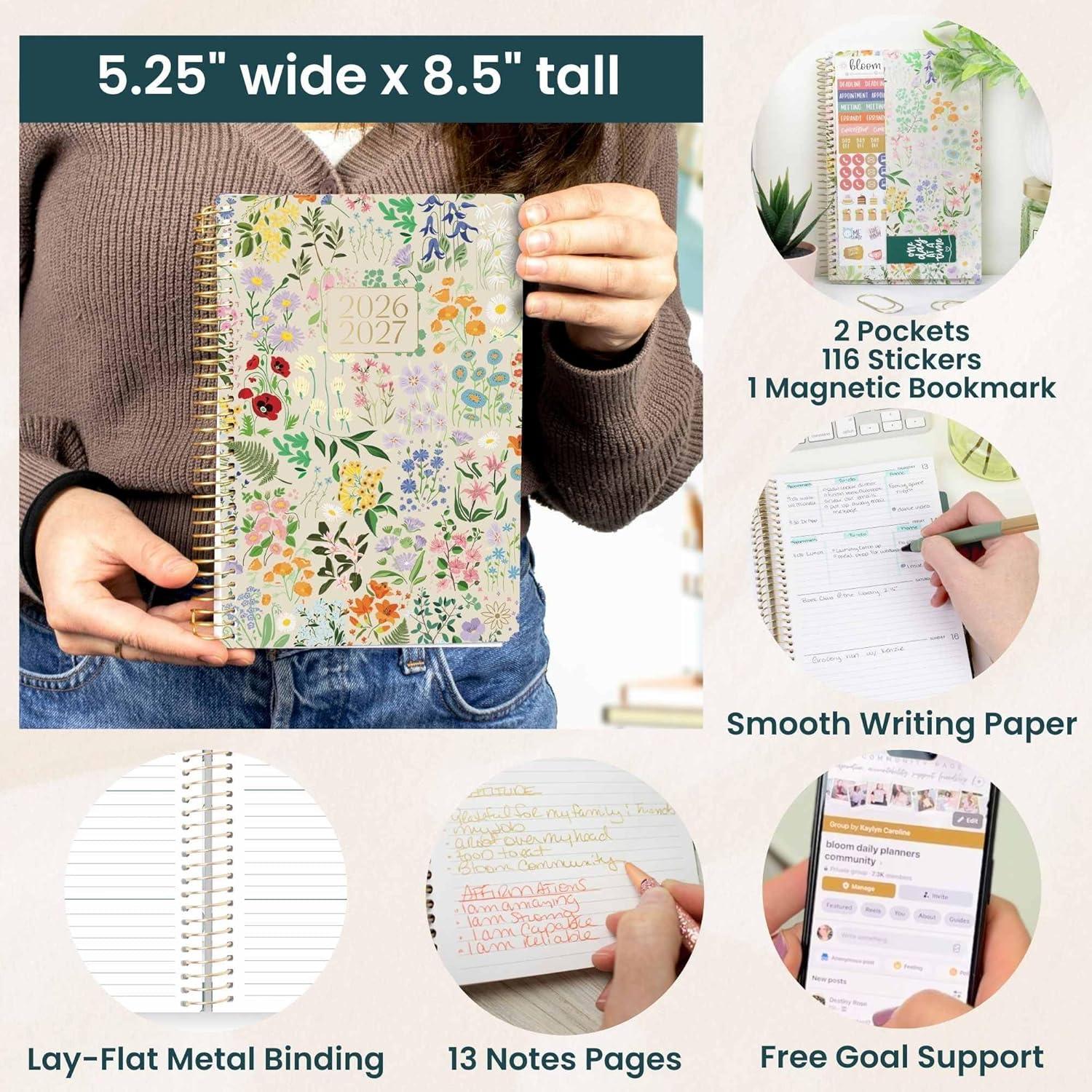 image:imagebloom daily planners 20252026 85 x 11 Academic Year Day Planner July 2025 July 2026 Weekly amp Monthly Dated Agenda Organizer with Stickers amp Tabs Garden Party BeigeGarden Party 202627