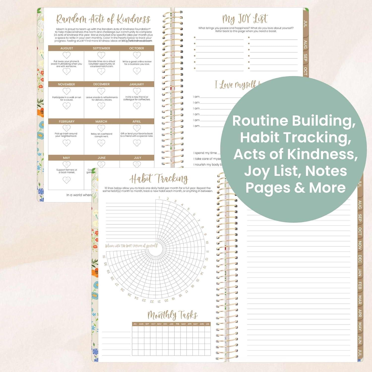 image:imagebloom daily planners 20252026 85 x 11 Academic Year Day Planner July 2025 July 2026 Weekly amp Monthly Dated Agenda Organizer with Stickers amp Tabs Garden Party BeigeGarden Party 202526