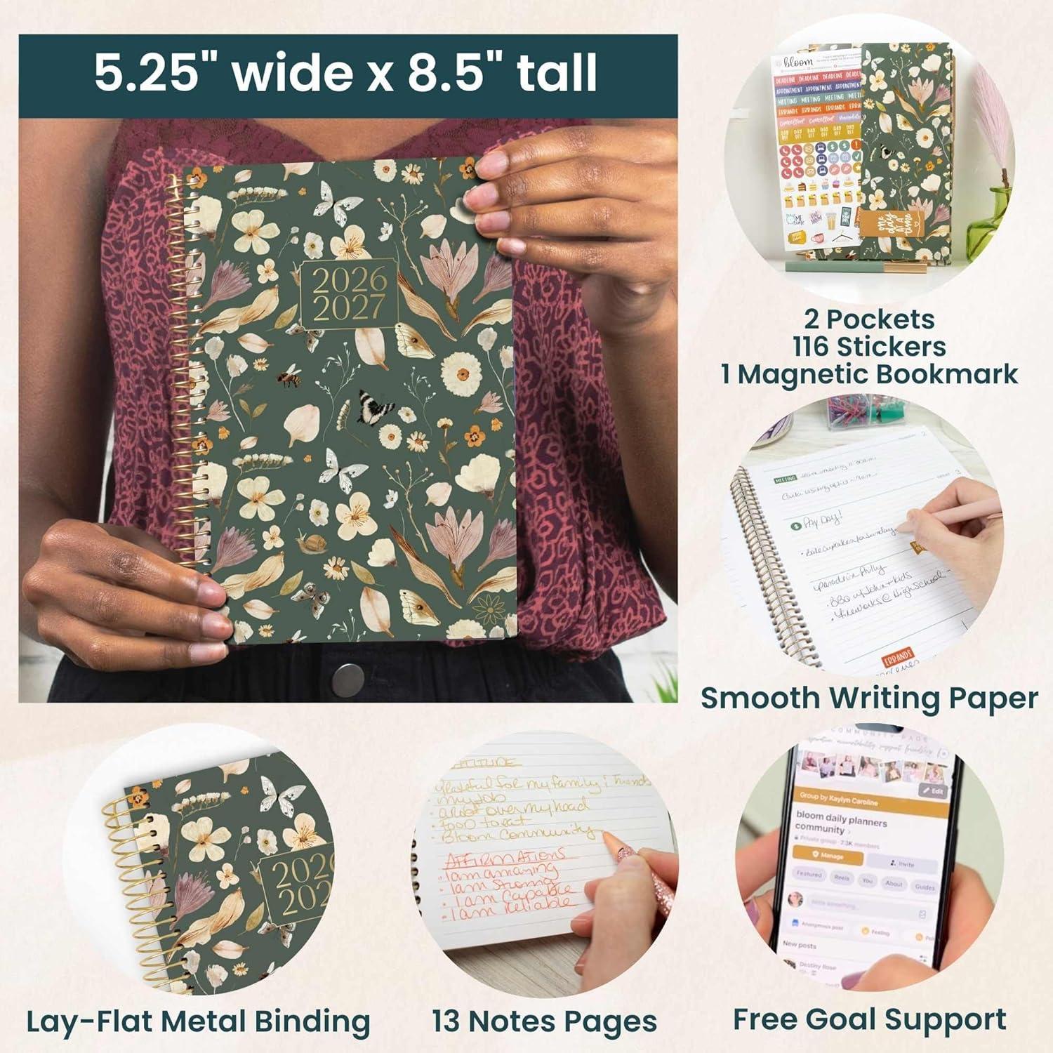 image:imagebloom daily planners 20252026 85 x 11 Academic Year Day Planner July 2025 July 2026 Weekly amp Monthly Dated Agenda Organizer with Stickers amp Tabs Garden Party BeigeButterfly Garden 202627