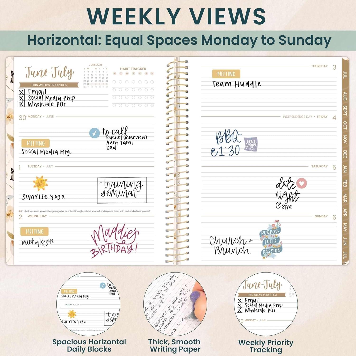 image:imagebloom daily planners 20252026 85 x 11 Academic Year Day Planner July 2025 July 2026 Weekly amp Monthly Dated Agenda Organizer with Stickers amp Tabs Butterfly Garden