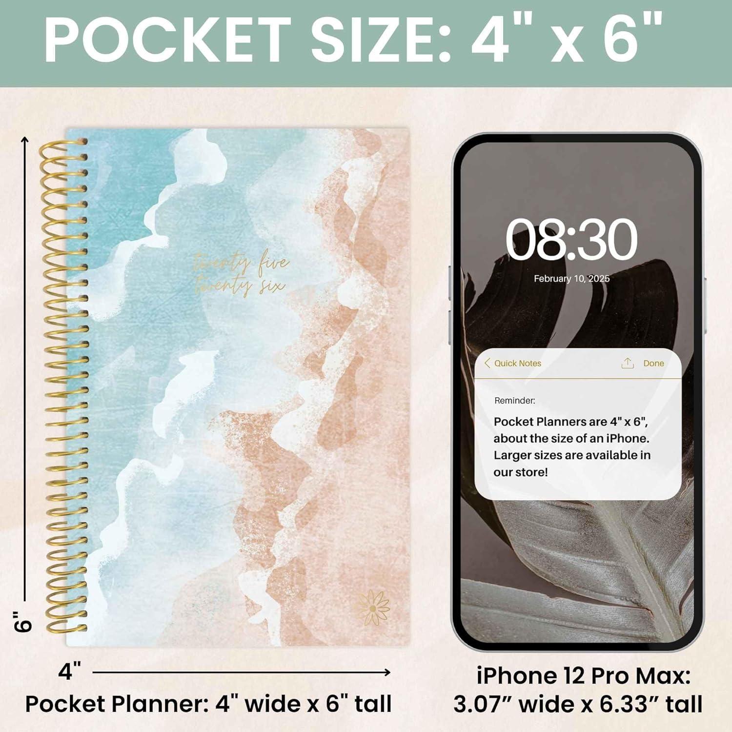 image:imagebloom daily planners 20252026 Academic Year Pocket Planner July 2025 July 2026 4 x 6 MINI Weekly Monthly Agenda Organizer amp Calendar Book Ocean Oasis