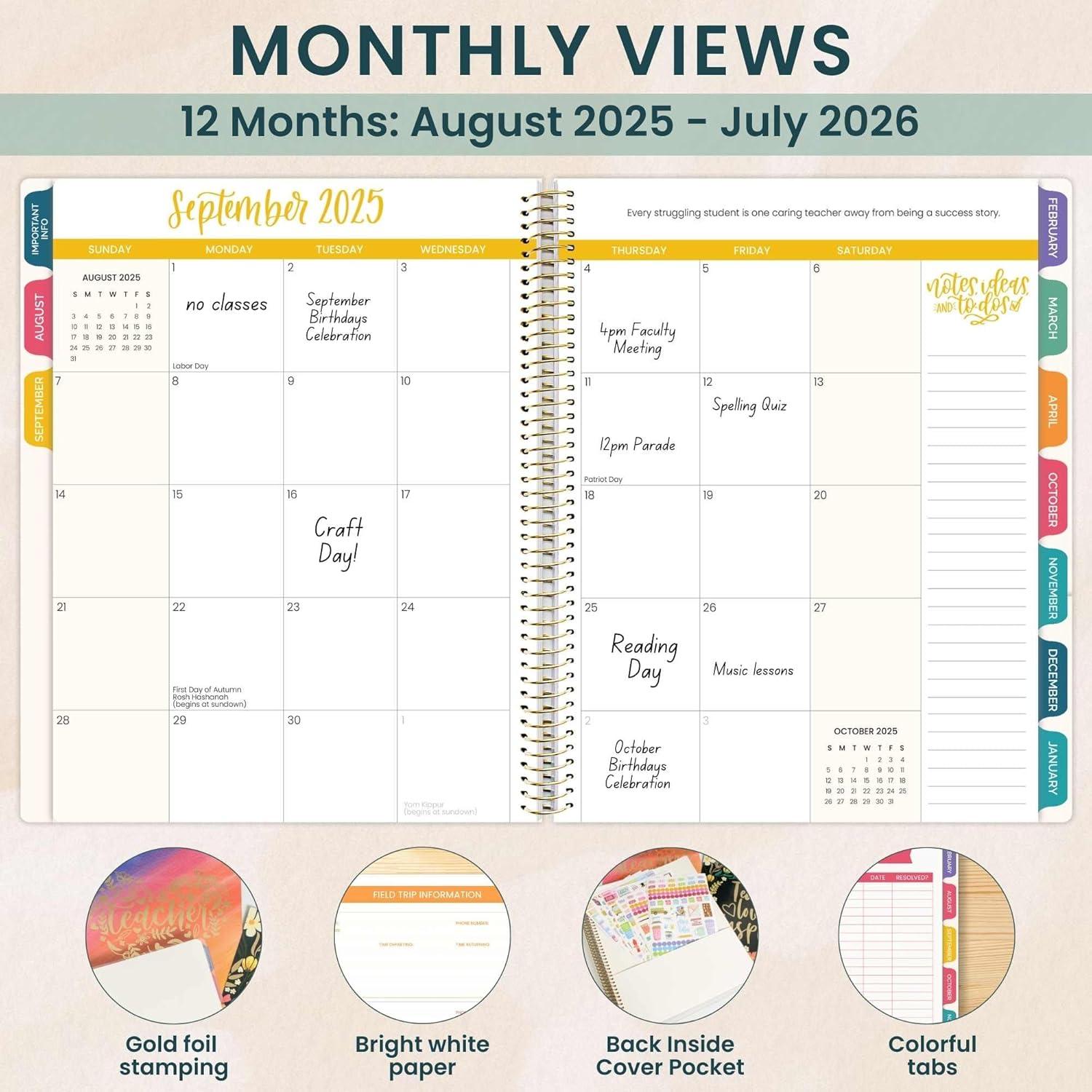 image:imagebloom daily planners 20252026 Teacher Planner amp Sticker Pack Bundle Academic Planner amp Organizer School Themed Sticker Pack Bright Planning Set for Educators Homeschool