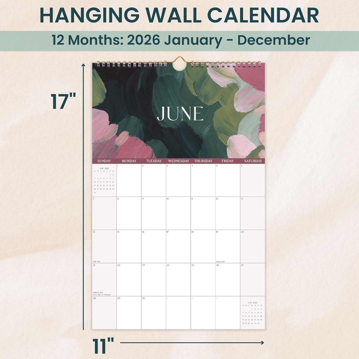 image:imagebloom daily planners 2026 Calendar Year Monthly Hanging Wall Calendar January through December 2026 Large 11 x 17 SeasonalPaint Strokes