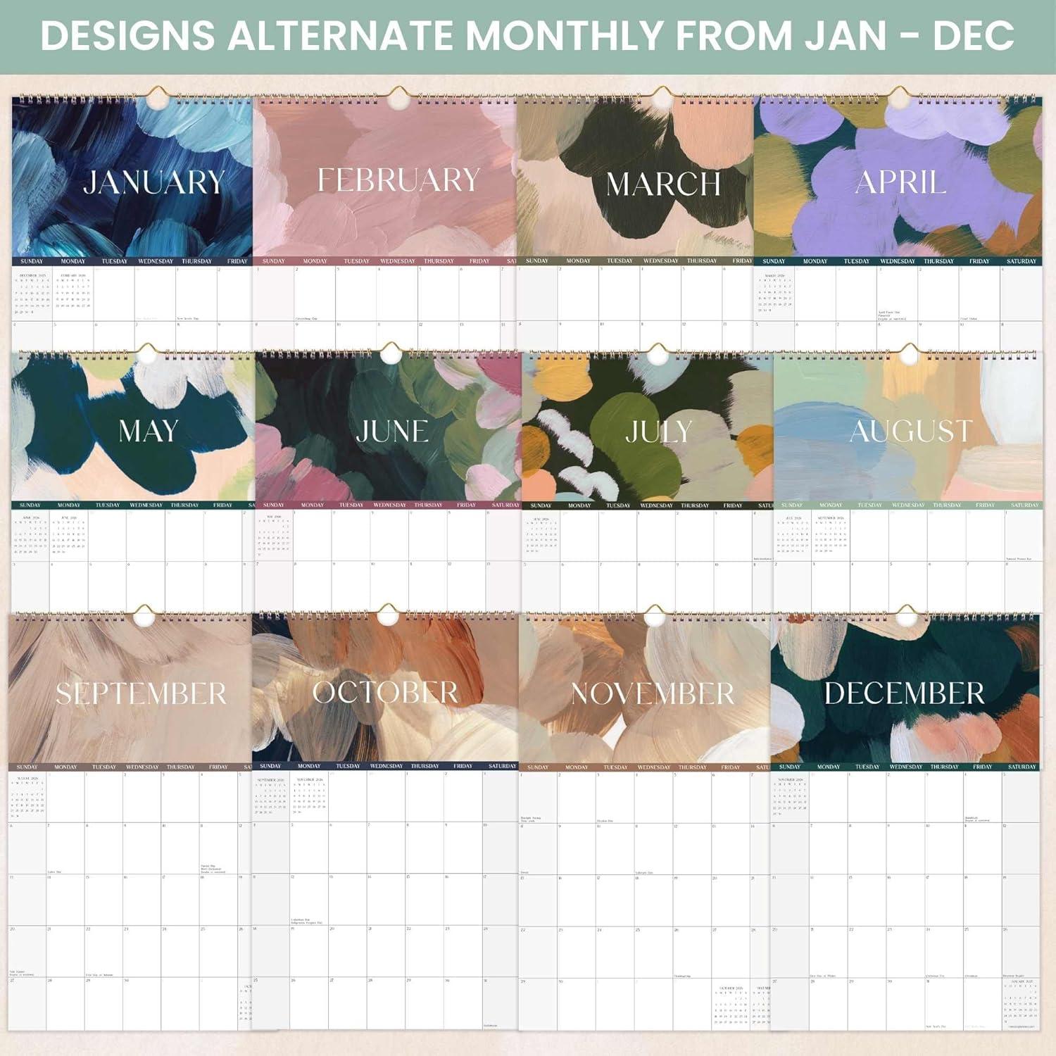 image:imagebloom daily planners 2026 Calendar Year Monthly Hanging Wall Calendar January through December 2026 Large 11 x 17 SeasonalPaint Strokes
