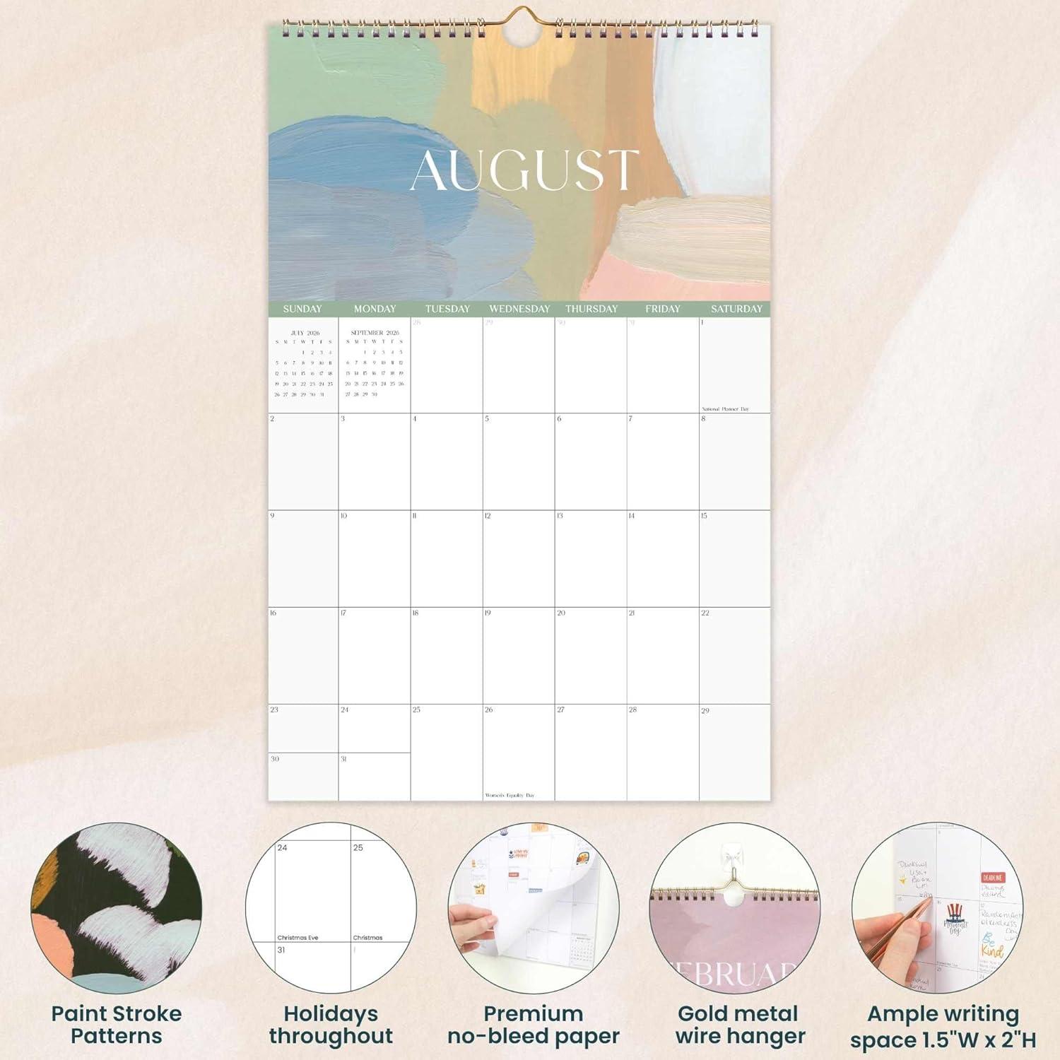 image:imagebloom daily planners 2026 Calendar Year Monthly Hanging Wall Calendar January through December 2026 Large 11 x 17 SeasonalPaint Strokes