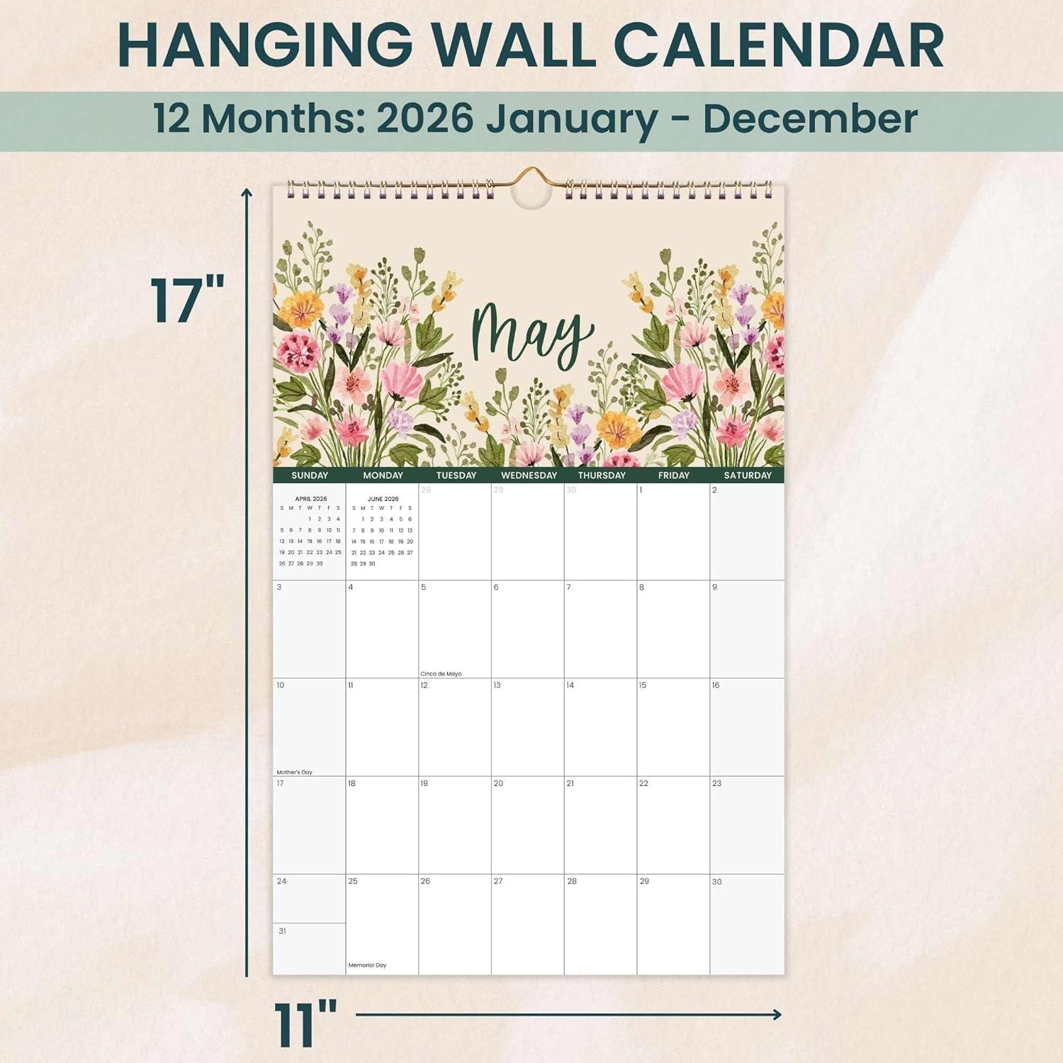 image:imagebloom daily planners 2026 Calendar Year Monthly Hanging Wall Calendar January through December 2026 Large 11 x 17 SeasonalSeasonal