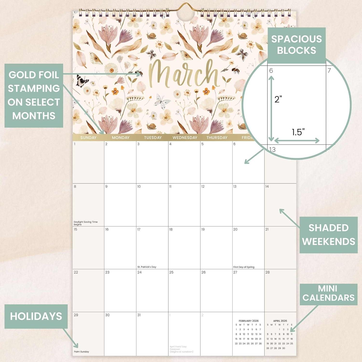 image:imagebloom daily planners 2026 Calendar Year Monthly Hanging Wall Calendar January through December 2026 Large 11 x 17 SeasonalSeasonal