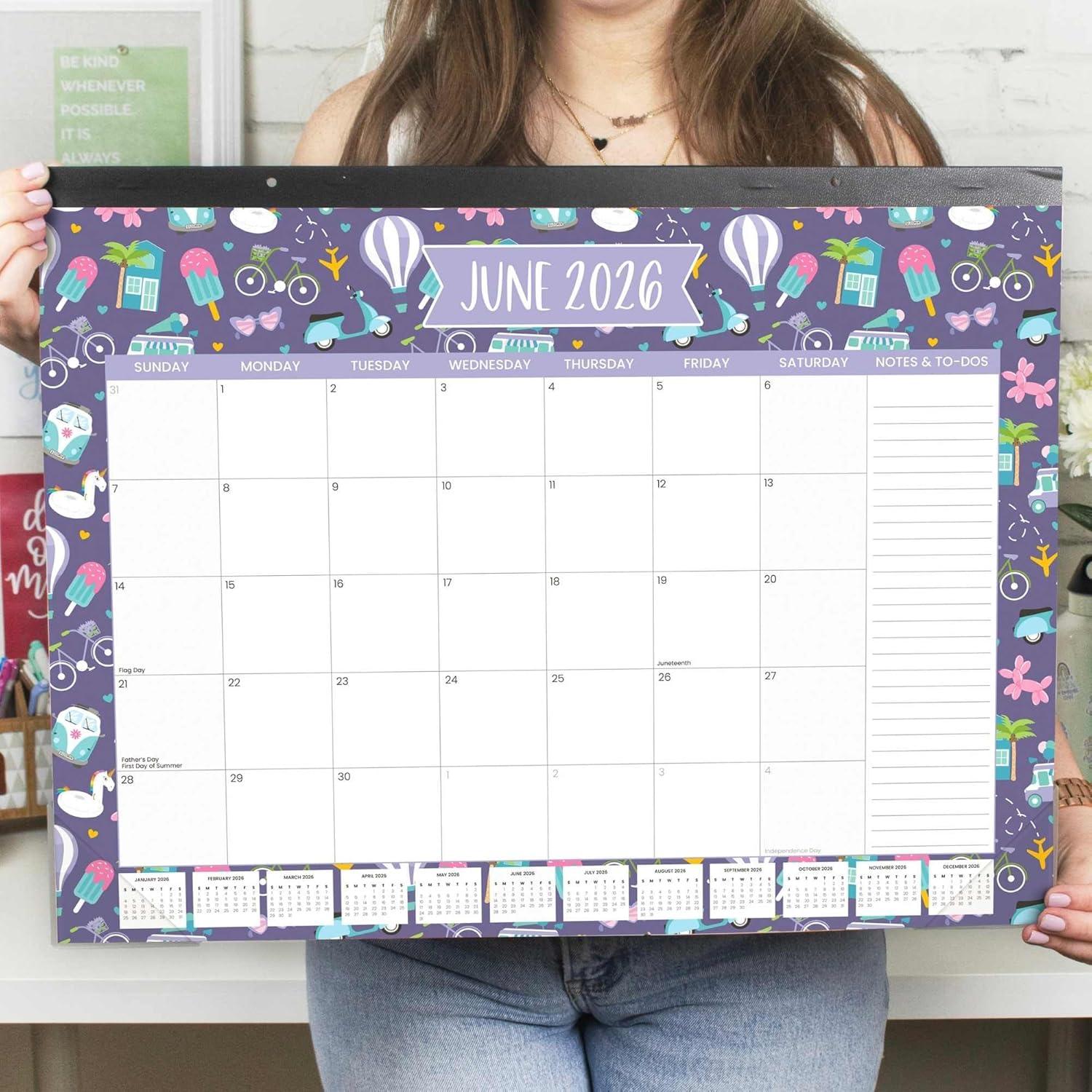image:imagebloom daily planners 2026 Desk Calendar January to December Large Wall Calendar 21 x 16 Desktop amp Hanging Monthly Planner with Stickers for Home or Office Holiday IconsHoliday Icons