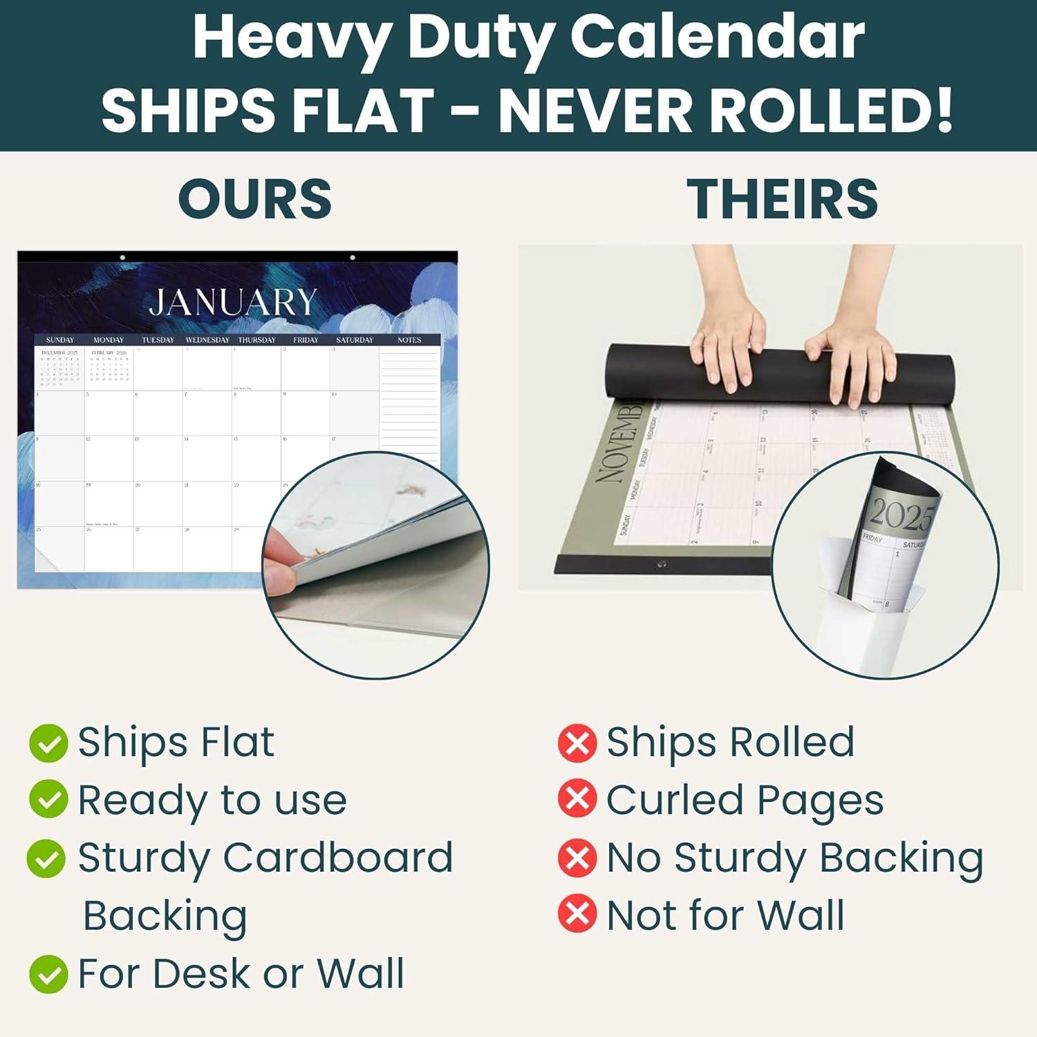 image:imagebloom daily planners 2026 Desk Calendar January to December Large Wall Calendar 21 x 16 Desktop amp Hanging Monthly Planner with Stickers for Home or Office Holiday IconsPaint Strokes
