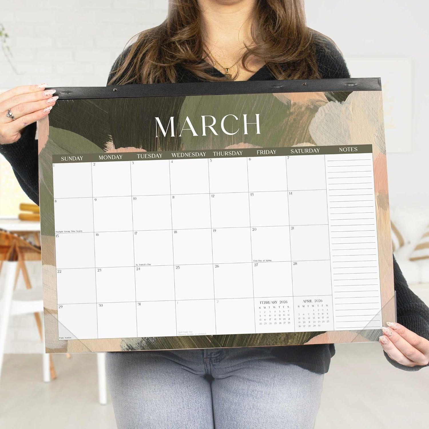 image:imagebloom daily planners 2026 Desk Calendar January to December Large Wall Calendar 21 x 16 Desktop amp Hanging Monthly Planner with Stickers for Home or Office Holiday IconsPaint Strokes