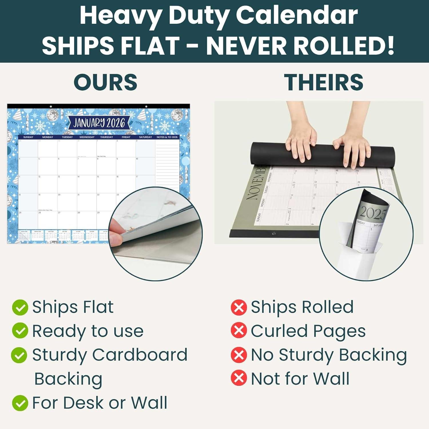 image:imagebloom daily planners 2026 Desk Calendar January to December Large Wall Calendar 21 x 16 Desktop amp Hanging Monthly Planner with Stickers for Home or Office Holiday IconsHoliday Icons