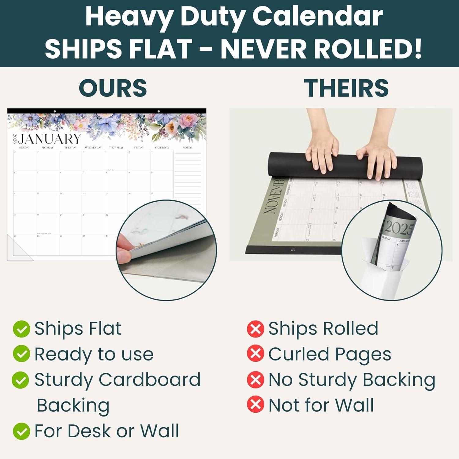 image:imagebloom daily planners 2026 Desk Calendar January to December Large Wall Calendar 21 x 16 Desktop amp Hanging Monthly Planner with Stickers for Home or Office Holiday IconsSeasonal Florals