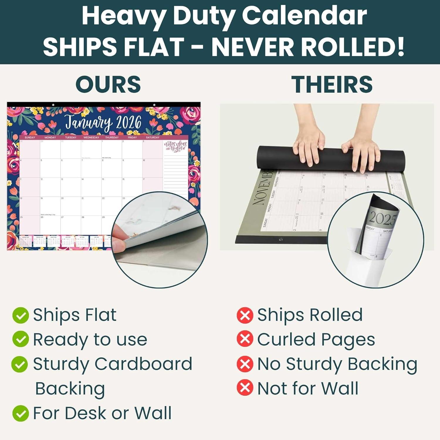 image:imagebloom daily planners 2026 Desk Calendar January to December Large Wall Calendar 21 x 16 Desktop amp Hanging Monthly Planner with Stickers for Home or Office Holiday IconsVintage Floral