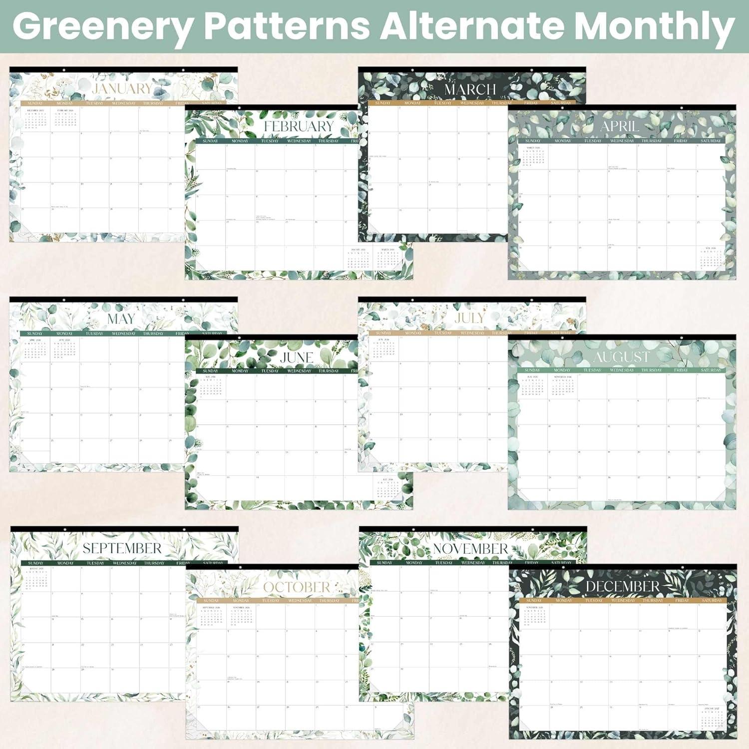 image:imagebloom daily planners 2026 Desk Calendar January to December Large Wall Calendar 21 x 16 Desktop amp Hanging Monthly Planner with Stickers for Home or Office Holiday IconsGreenery