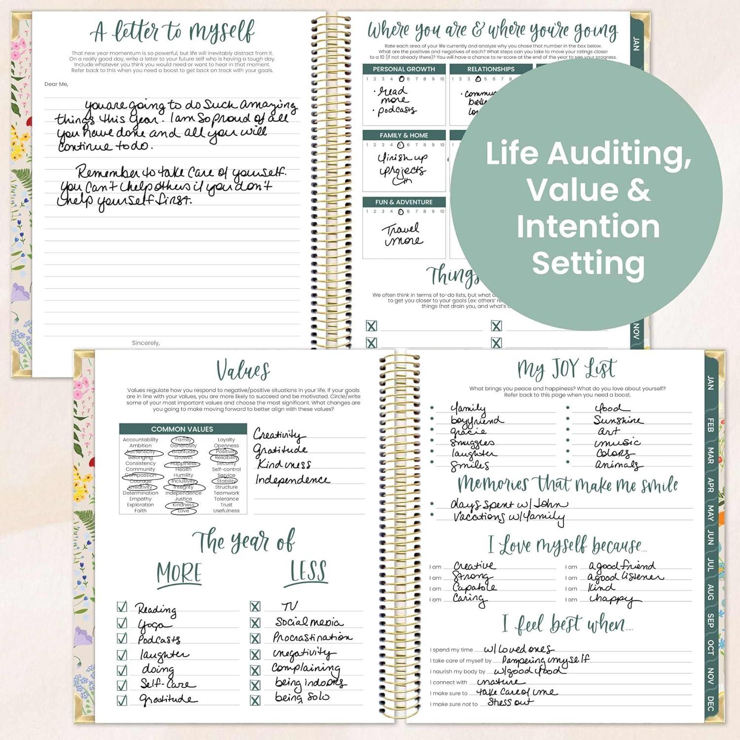 image:imagebloom daily planners 2026 Hardcover Calendar Year Goal amp Vision Planner January to December Monthly amp Weekly Agenda Organizer 75 x 9 Beige BouquetGarden Party