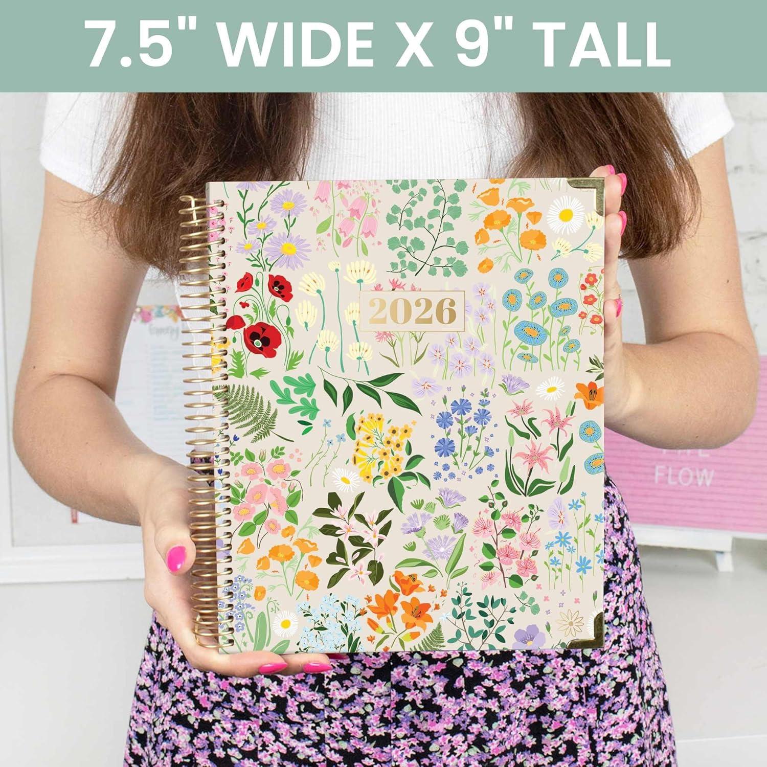 image:imagebloom daily planners 2026 Hardcover Calendar Year Goal amp Vision Planner January to December Monthly amp Weekly Agenda Organizer 75 x 9 Beige BouquetGarden Party