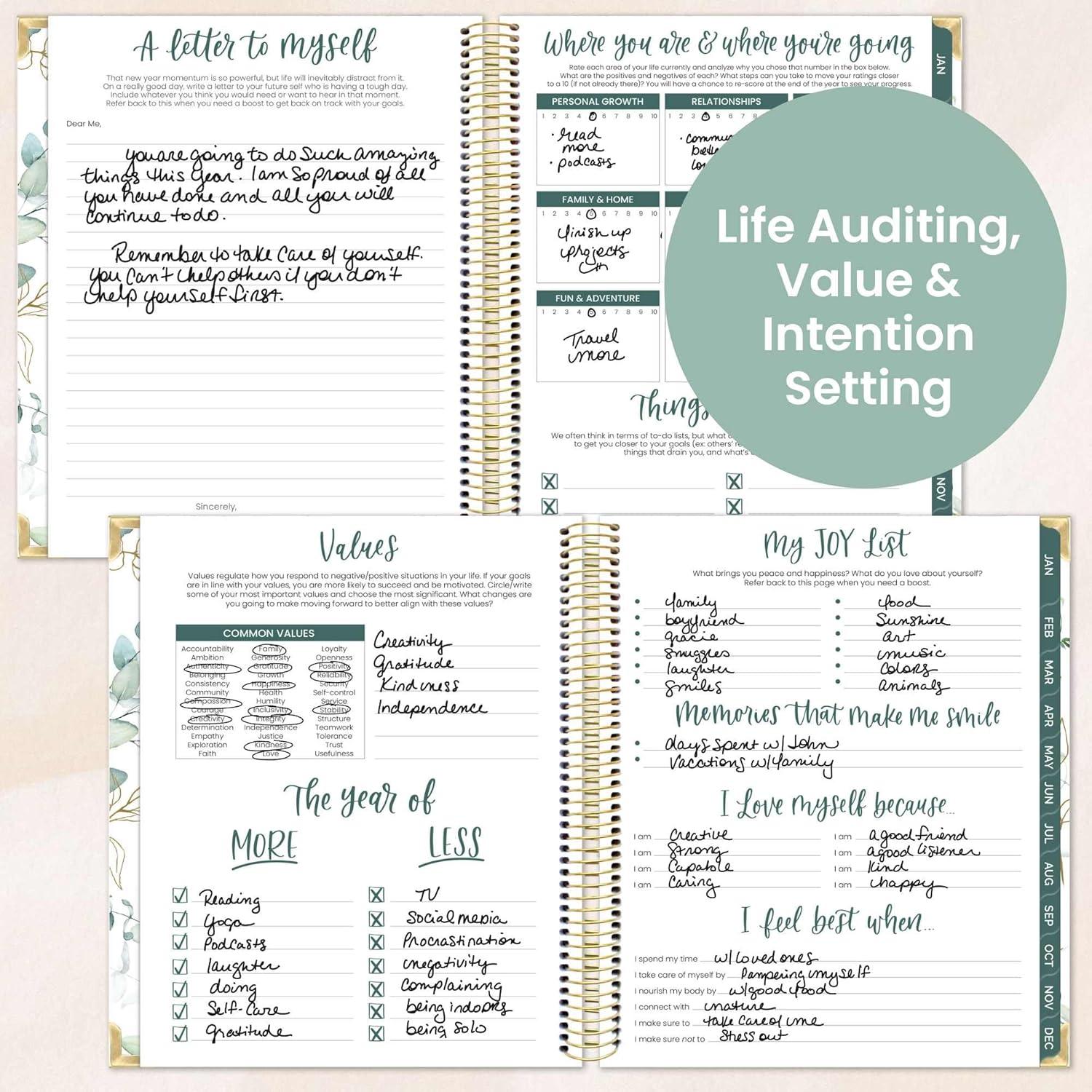 image:imagebloom daily planners 2026 Hardcover Calendar Year Goal amp Vision Planner January to December Monthly amp Weekly Agenda Organizer 75 x 9 Beige BouquetWhite Eucalyptus