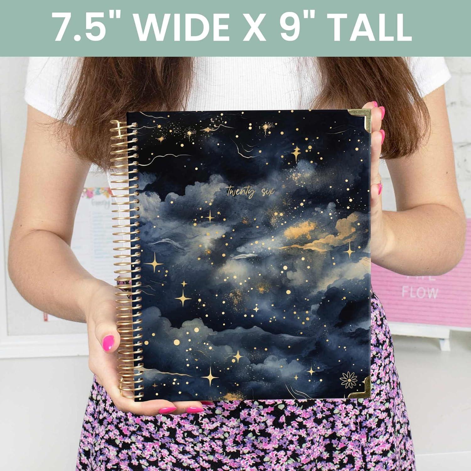 image:imagebloom daily planners 2026 Hardcover Calendar Year Goal amp Vision Planner January to December Monthly amp Weekly Agenda Organizer 75 x 9 Beige BouquetMidnight Sky