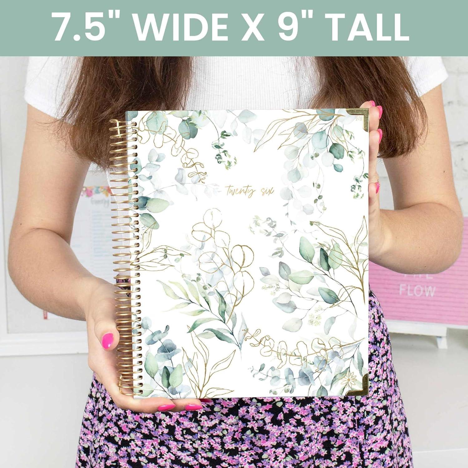 image:imagebloom daily planners 2026 Hardcover Calendar Year Goal amp Vision Planner January to December Monthly amp Weekly Agenda Organizer 75 x 9 Beige BouquetWhite Eucalyptus