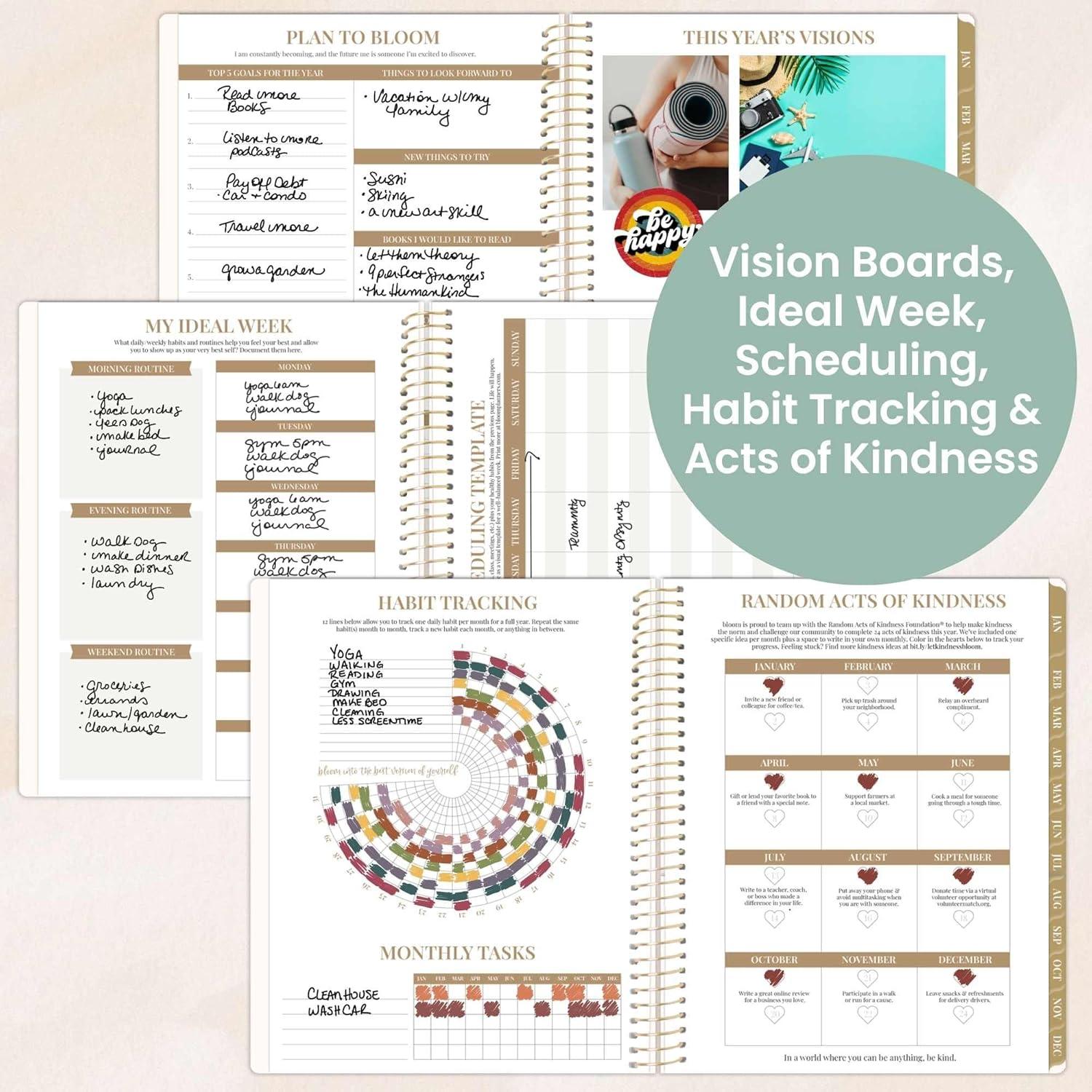 image:imagebloom daily planners 2026 Hourly Appointment Planner January to December 85 x 11 Timed Vertical Weekly Planner with Time Slots Monthly Views Interchangeable Cover
