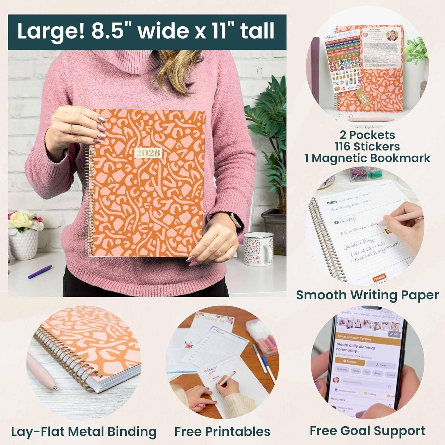 image:imagebloom daily planners 2026 Planner January December Calendar Year Organizer 55 x 825 Weekly amp Monthly Agenda Book with Stickers amp Bookmark Brilliant BrushstrokesMoments of Grace