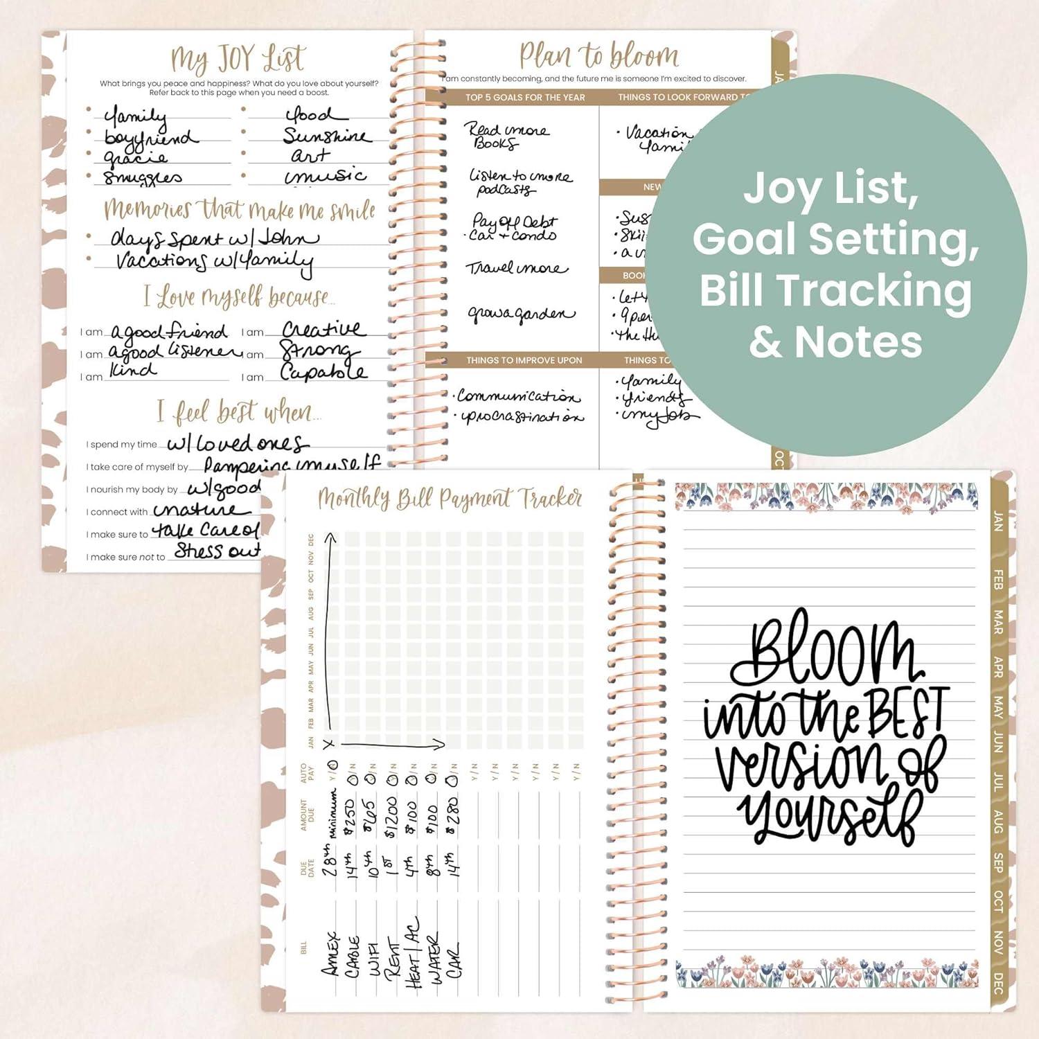 image:imagebloom daily planners 2026 Planner January December Calendar Year Organizer 55 x 825 Weekly amp Monthly Agenda Book with Stickers amp Bookmark Brilliant BrushstrokesTan Leopard