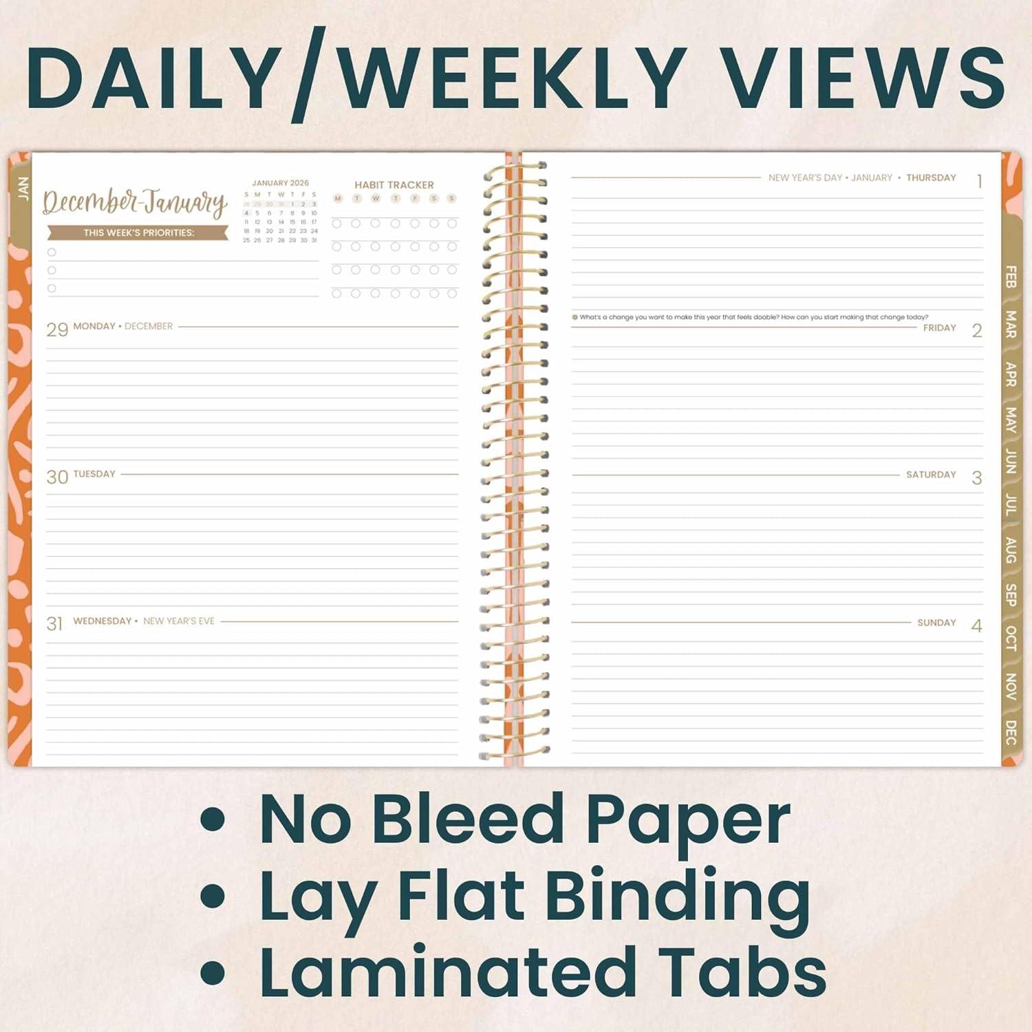image:imagebloom daily planners 2026 Planner January December Calendar Year Organizer 55 x 825 Weekly amp Monthly Agenda Book with Stickers amp Bookmark Brilliant BrushstrokesMoments of Grace