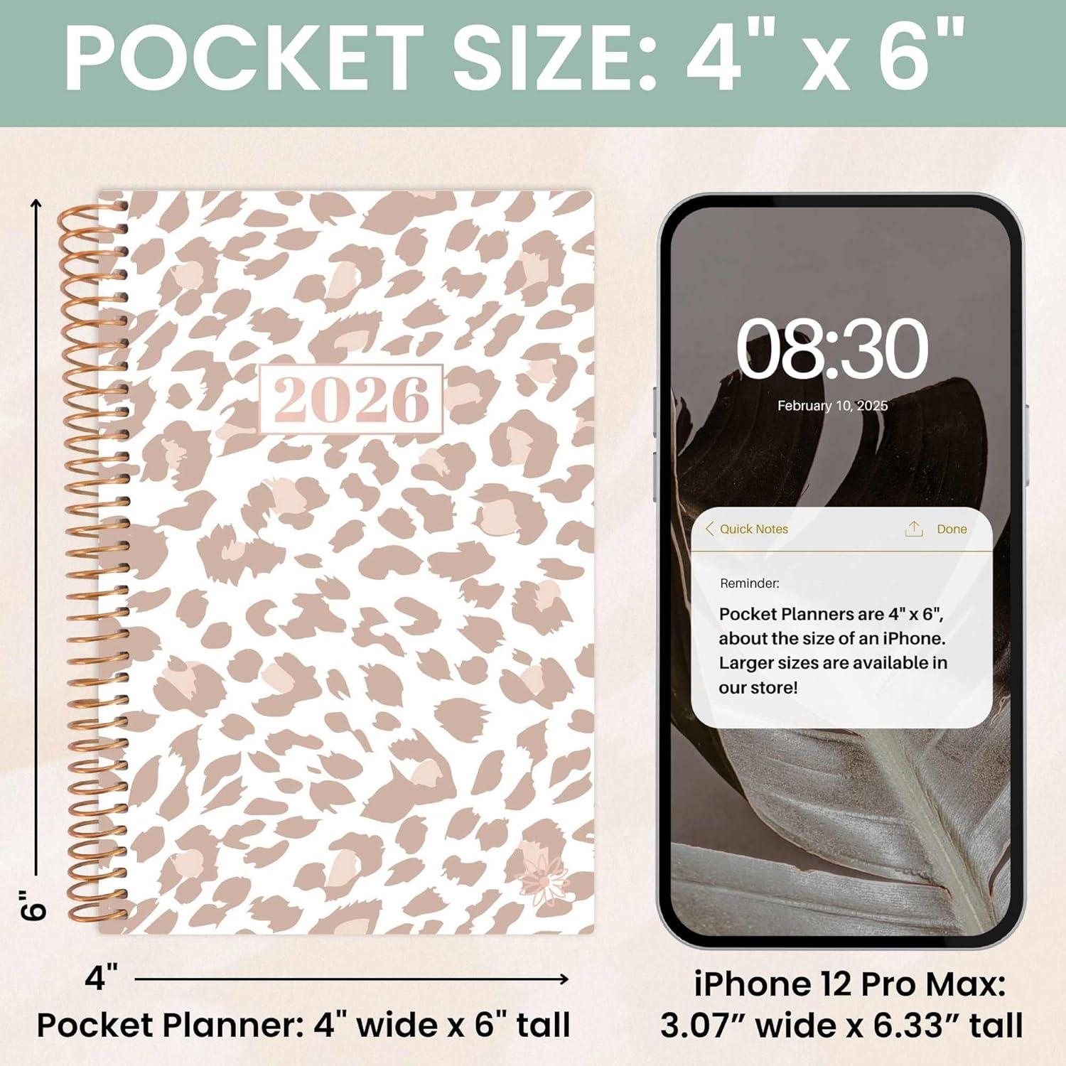image:imagebloom daily planners 2026 Planner January December Calendar Year Organizer 55 x 825 Weekly amp Monthly Agenda Book with Stickers amp Bookmark Brilliant BrushstrokesTan Leopard