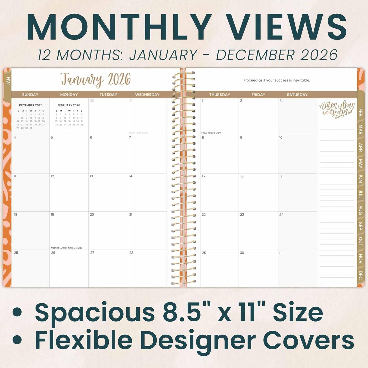 image:imagebloom daily planners 2026 Planner January December Calendar Year Organizer 55 x 825 Weekly amp Monthly Agenda Book with Stickers amp Bookmark Brilliant BrushstrokesMoments of Grace