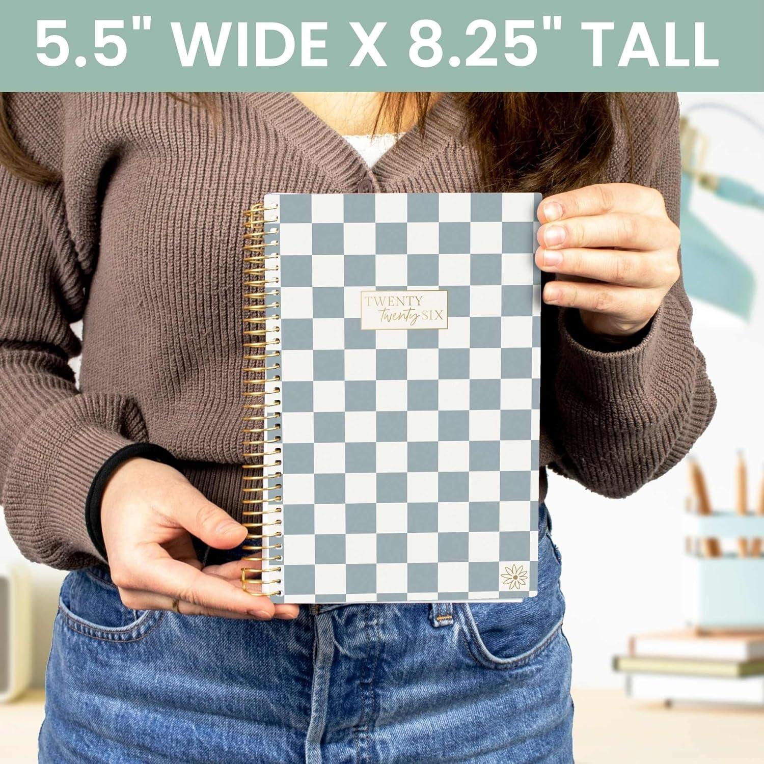 image:imagebloom daily planners 2026 Planner January December Calendar Year Organizer 55 x 825 Weekly amp Monthly Agenda Book with Stickers amp Bookmark Brilliant BrushstrokesCheckered