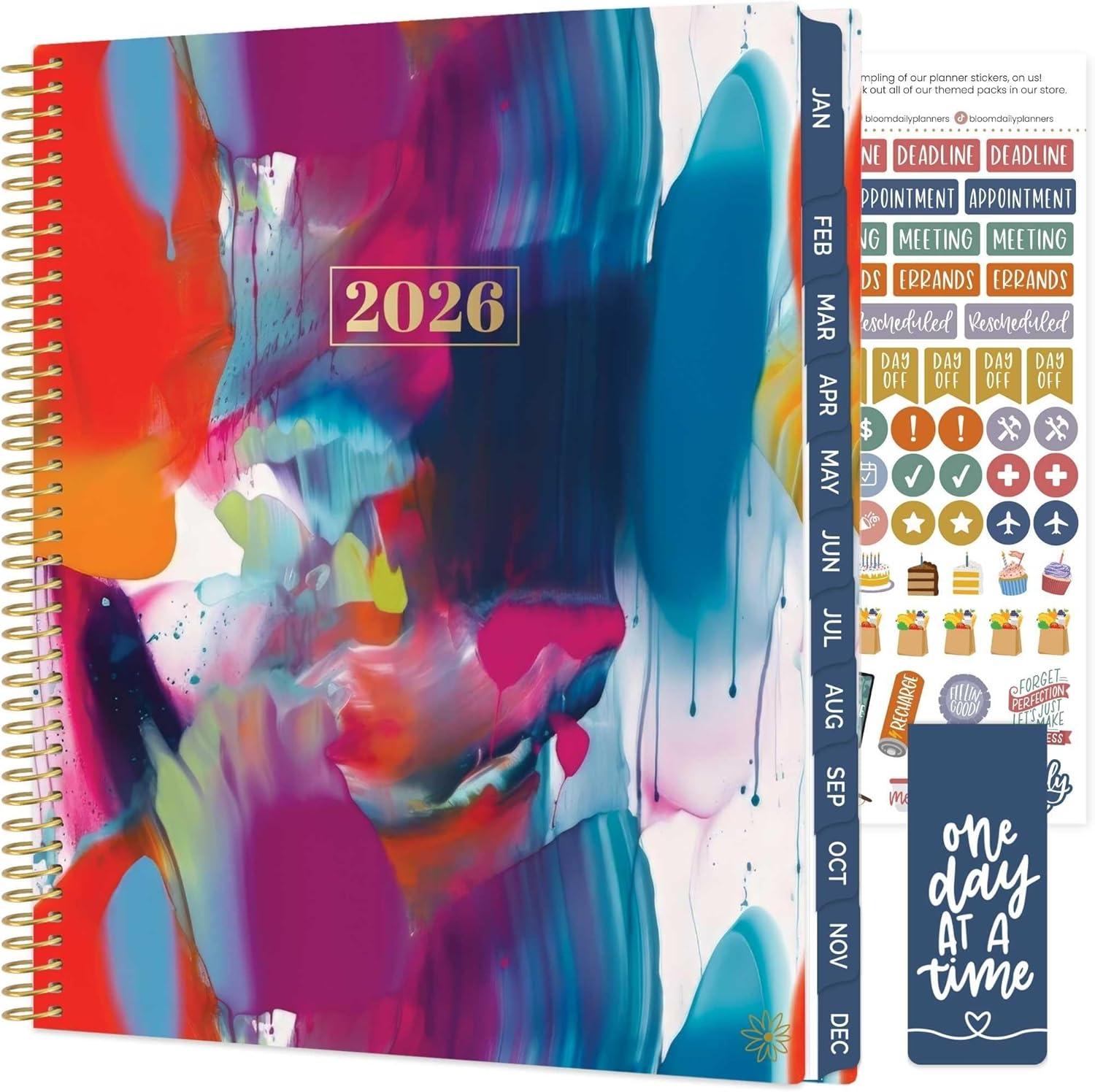 image:imagebloom daily planners 2026 Planner January December Calendar Year Organizer 55 x 825 Weekly amp Monthly Agenda Book with Stickers amp Bookmark Brilliant BrushstrokesBrilliant Brushstrokes