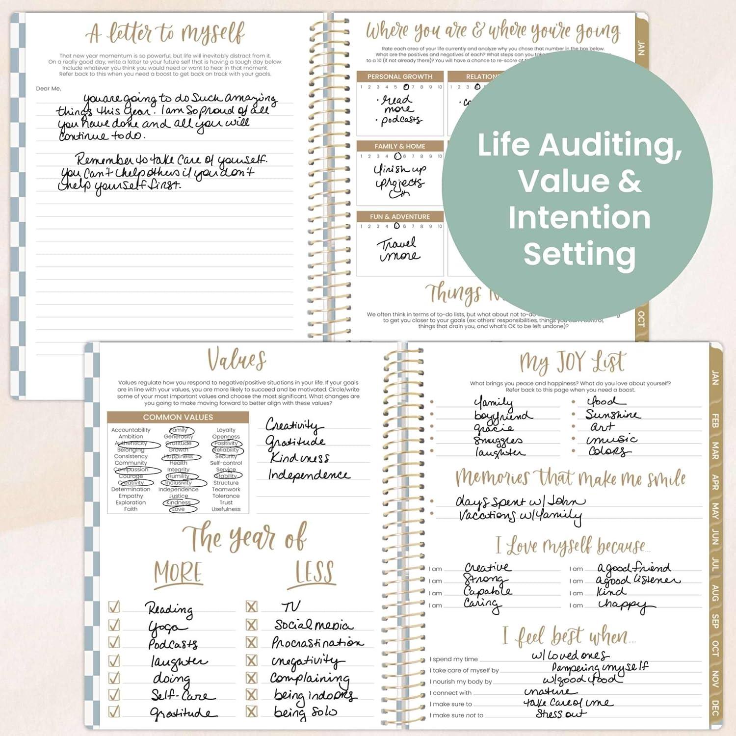 image:imagebloom daily planners 2026 Planner January December Calendar Year Organizer 55 x 825 Weekly amp Monthly Agenda Book with Stickers amp Bookmark Brilliant BrushstrokesCheckered