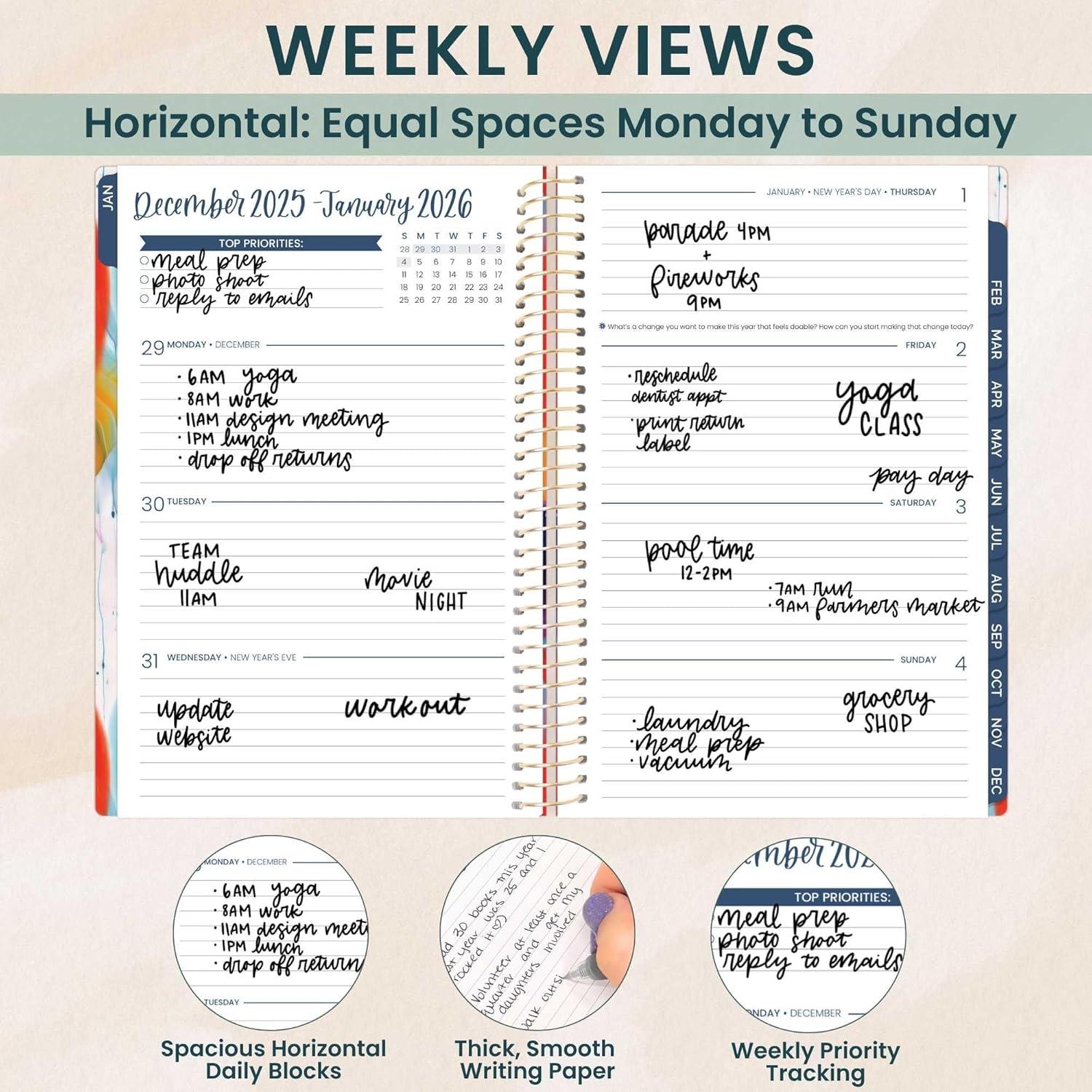 image:imagebloom daily planners 2026 Planner January December Calendar Year Organizer 55 x 825 Weekly amp Monthly Agenda Book with Stickers amp Bookmark Brilliant BrushstrokesBrilliant Brushstrokes