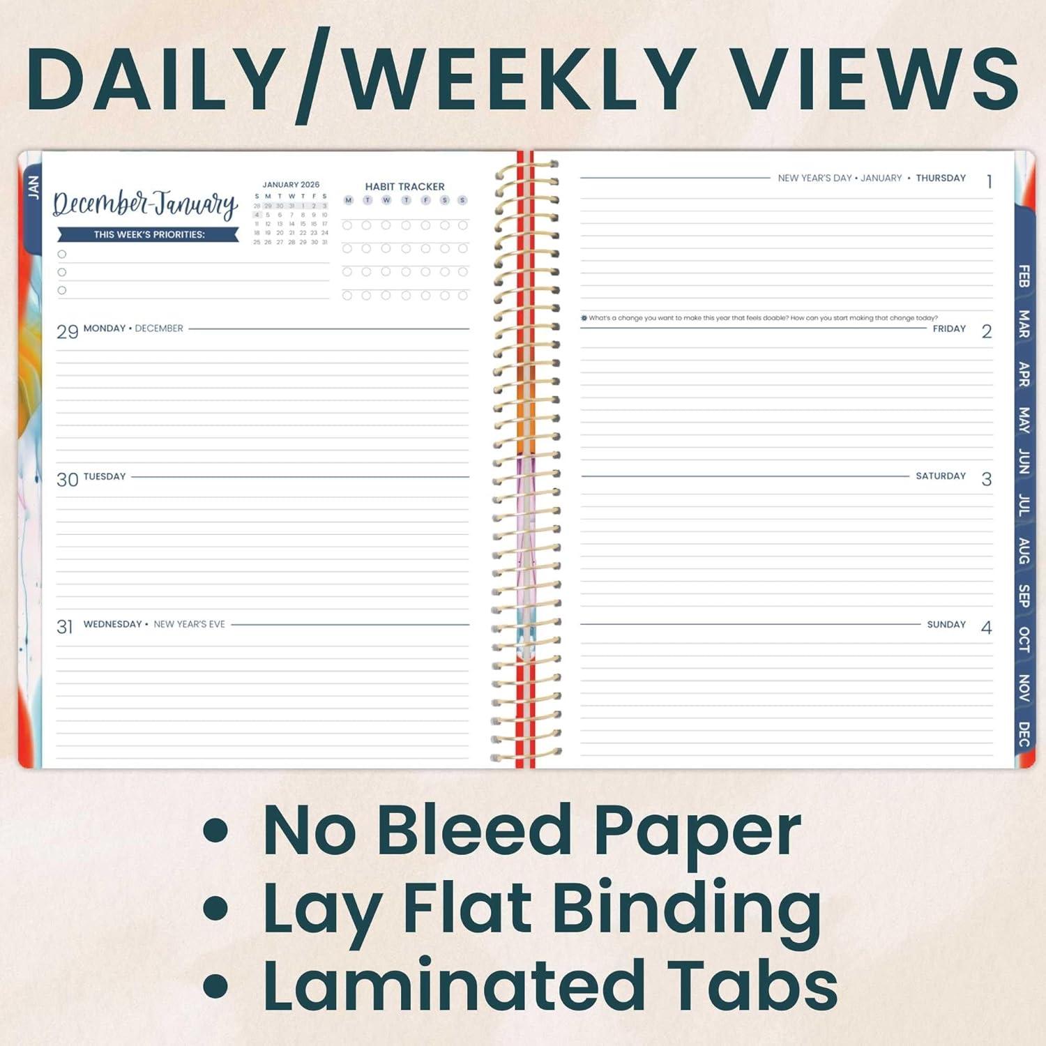 image:imagebloom daily planners 2026 Planner January December Calendar Year Organizer 55 x 825 Weekly amp Monthly Agenda Book with Stickers amp Bookmark Brilliant BrushstrokesBrilliant Brushstrokes