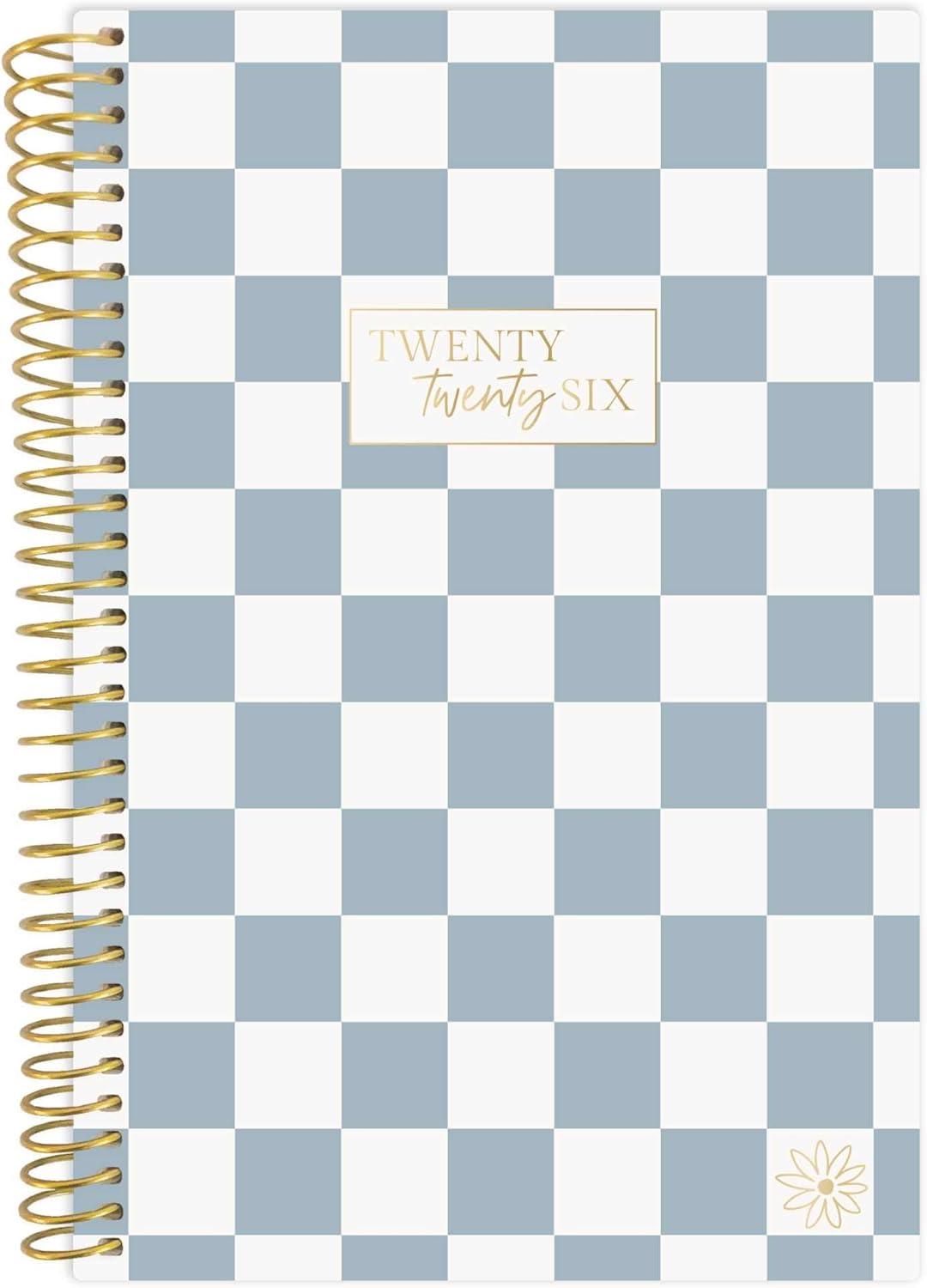 image:imagebloom daily planners 2026 Planner January December Calendar Year Organizer 55 x 825 Weekly amp Monthly Agenda Book with Stickers amp Bookmark Brilliant BrushstrokesCheckered