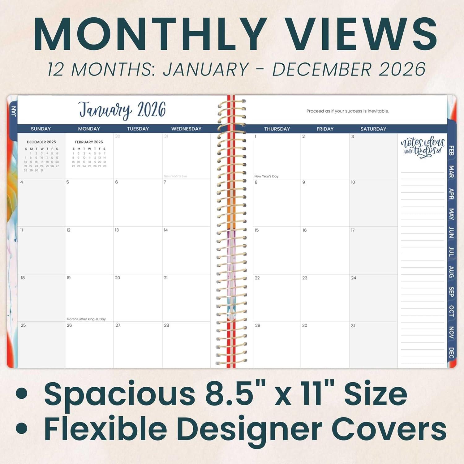 image:imagebloom daily planners 2026 Planner January December Calendar Year Organizer 55 x 825 Weekly amp Monthly Agenda Book with Stickers amp Bookmark Brilliant BrushstrokesBrilliant Brushstrokes