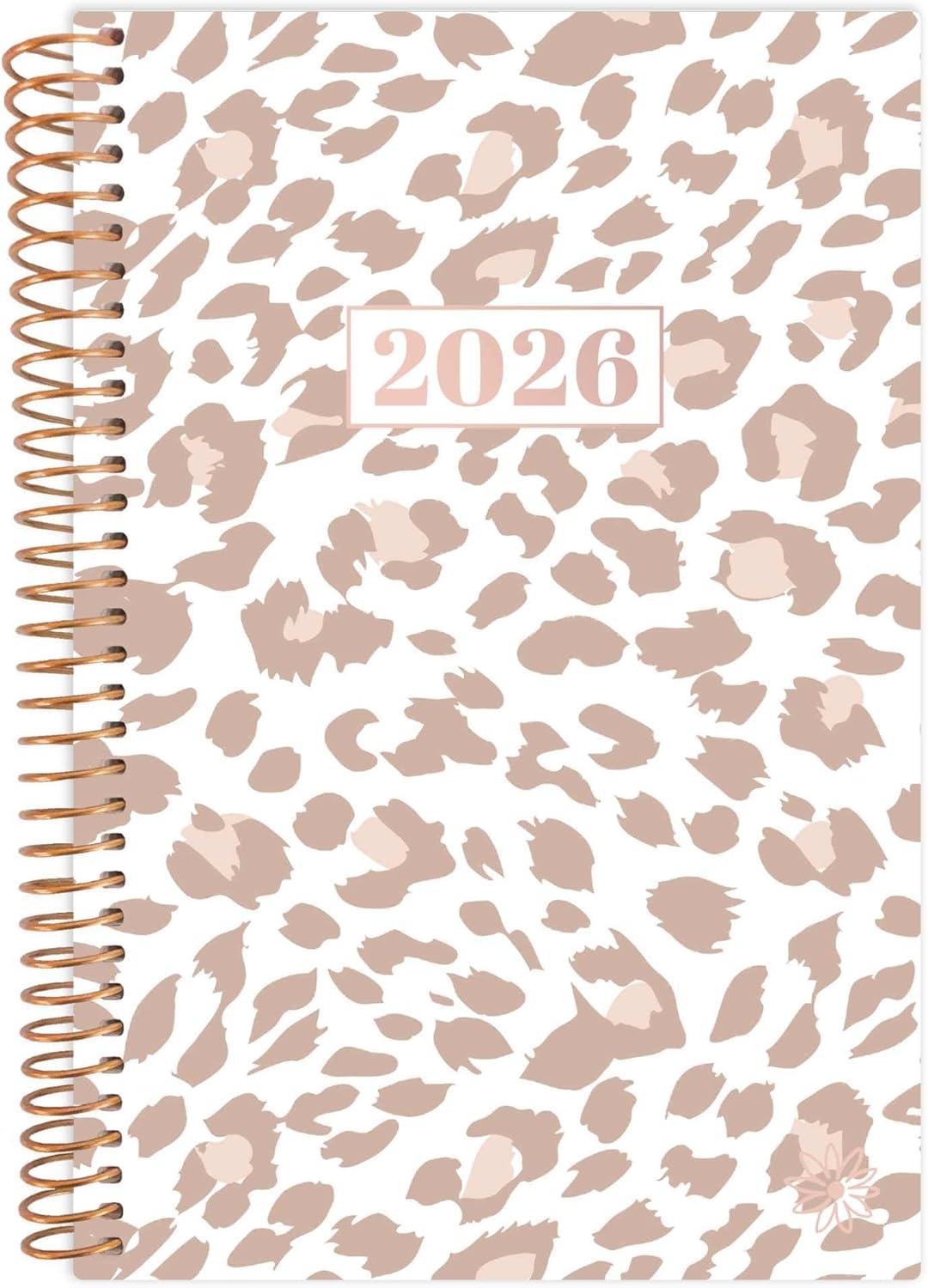 image:imagebloom daily planners 2026 Planner January December Calendar Year Organizer 55 x 825 Weekly amp Monthly Agenda Book with Stickers amp Bookmark Brilliant BrushstrokesTan Leopard