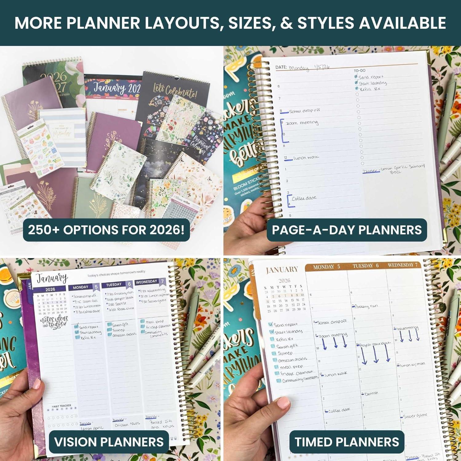 image:imagebloom daily planners 2026 Planner January December Calendar Year Organizer 55 x 825 Weekly amp Monthly Agenda Book with Stickers amp Bookmark Brilliant BrushstrokesBrilliant Brushstrokes