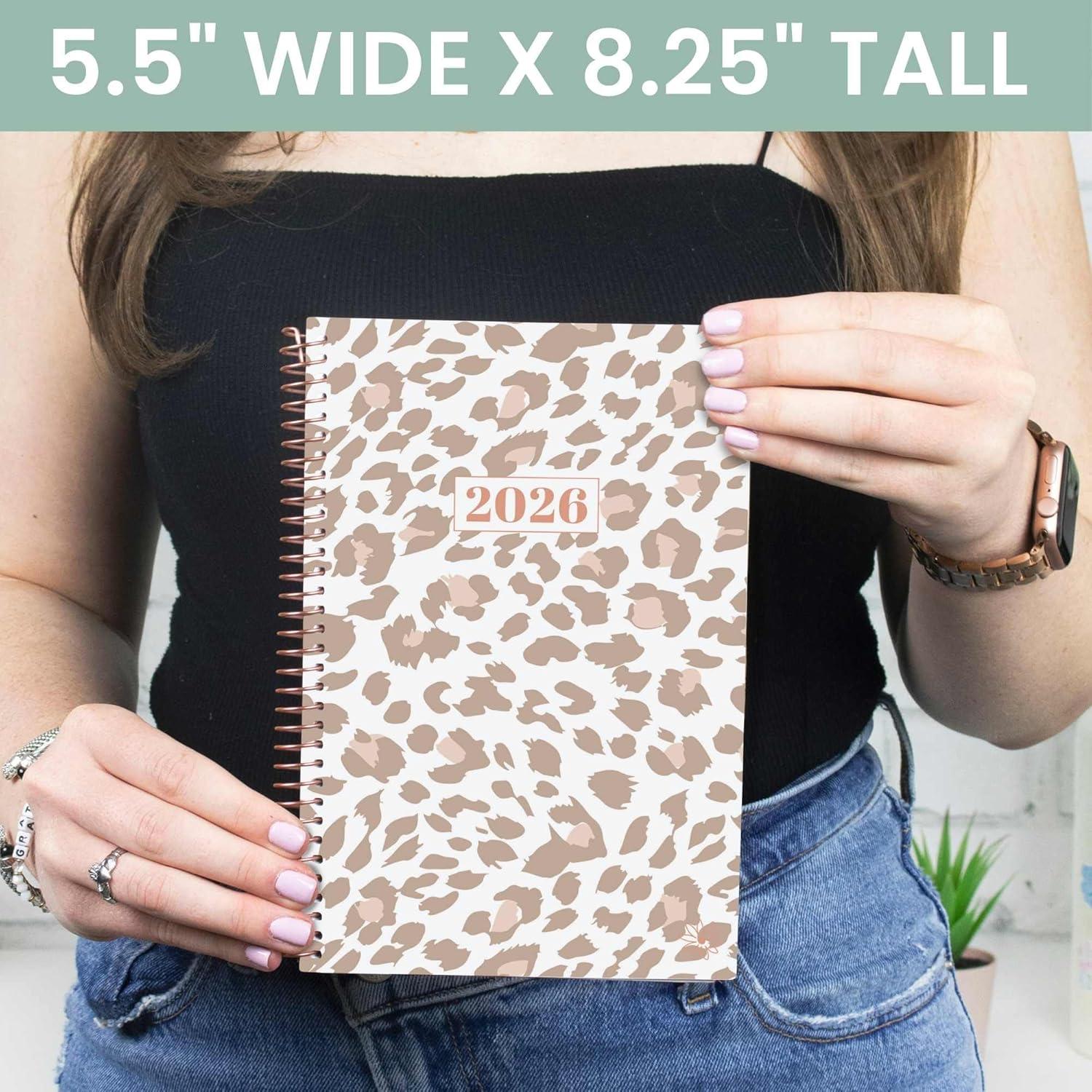 image:imagebloom daily planners 2026 Planner January December Calendar Year Organizer 55 x 825 Weekly amp Monthly Agenda Book with Stickers amp Bookmark Brilliant BrushstrokesTan Leopard