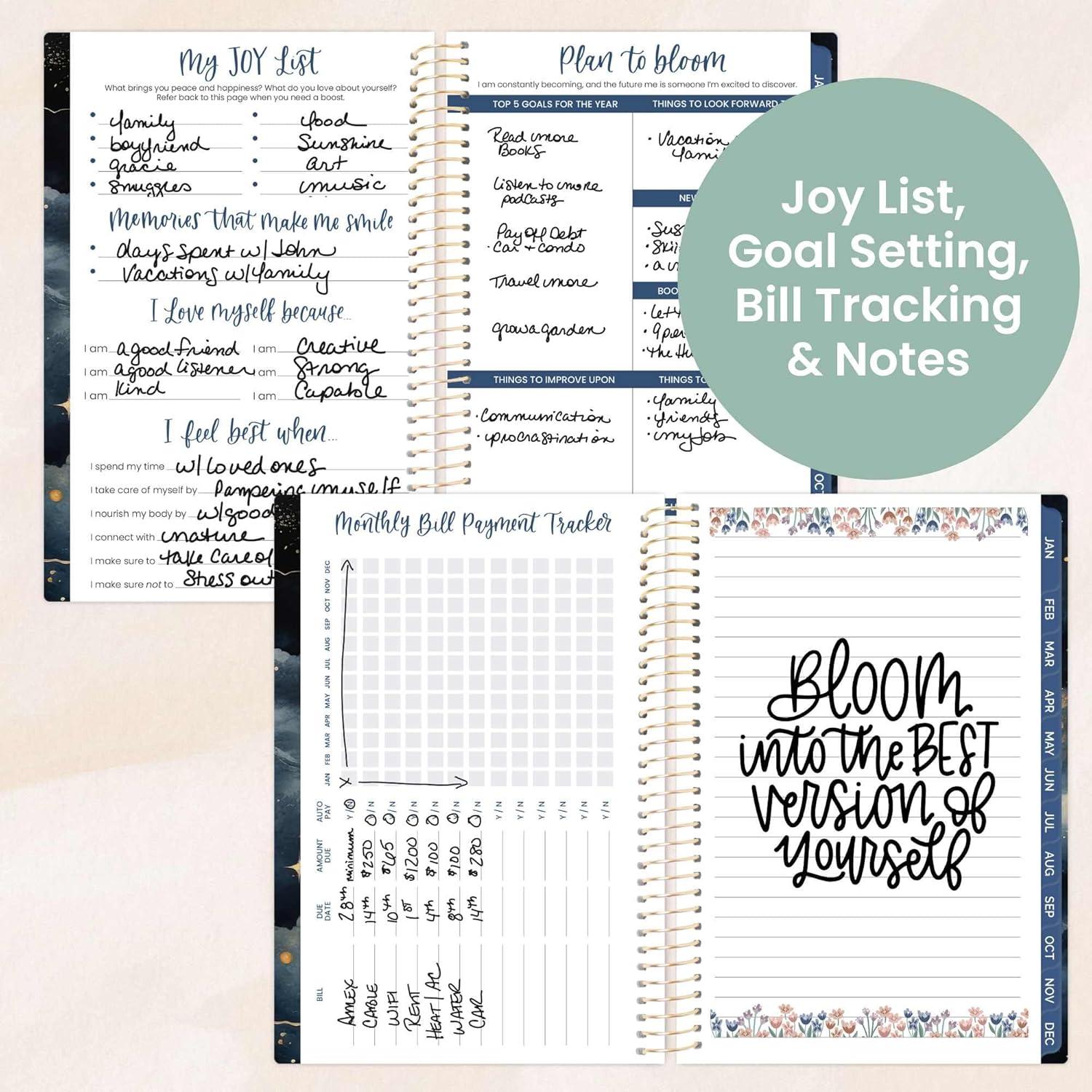 image:imagebloom daily planners 2026 Planner January to December 85 x 11 Weekly amp Monthly Dated Agenda Organizer Book with Stickers amp Tabs Flexible Soft Cover Good Things Are ComingMidnight Sky
