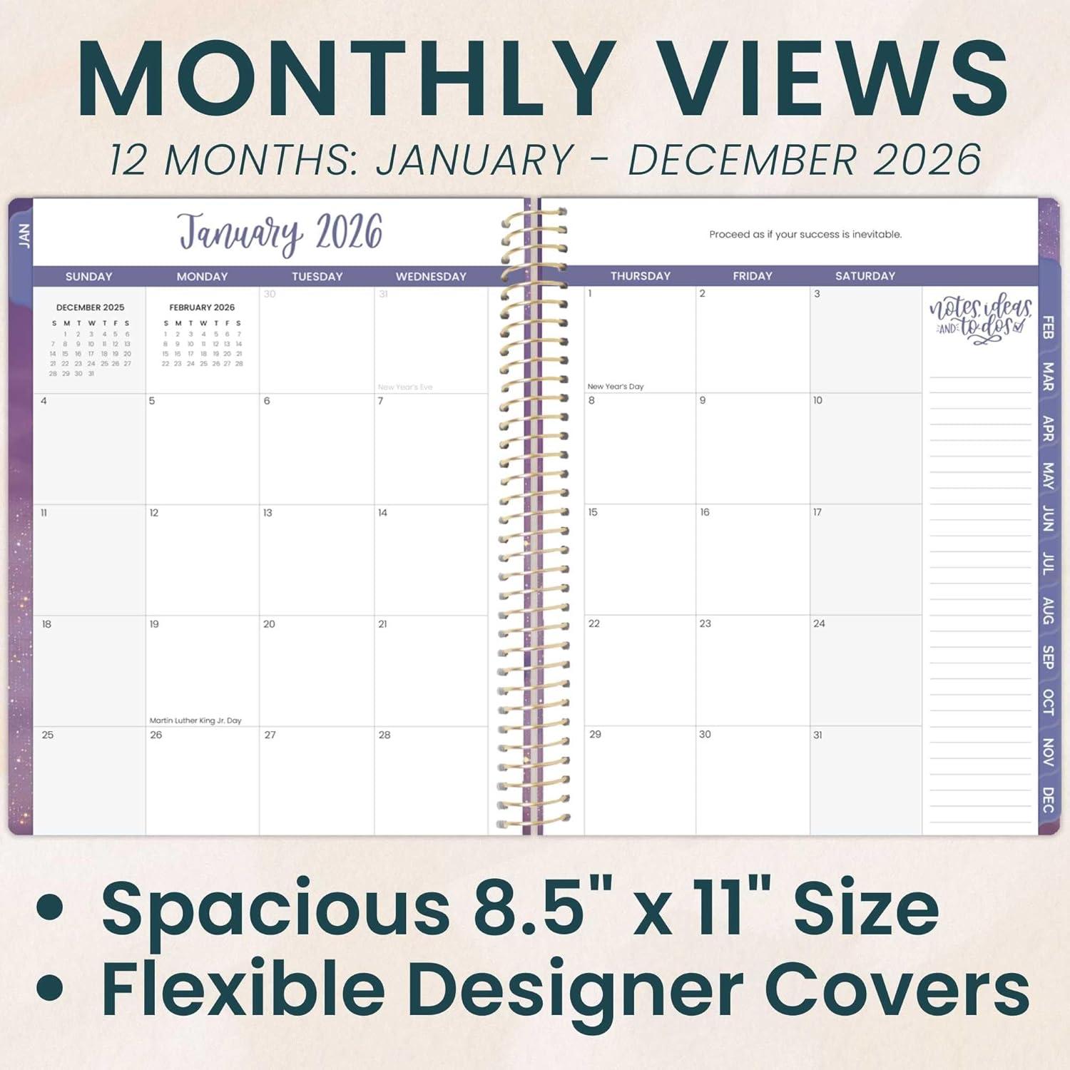 image:imagebloom daily planners 2026 Planner January to December 85 x 11 Weekly amp Monthly Dated Agenda Organizer Book with Stickers amp Tabs Flexible Soft Cover Good Things Are ComingGood Things Are Coming